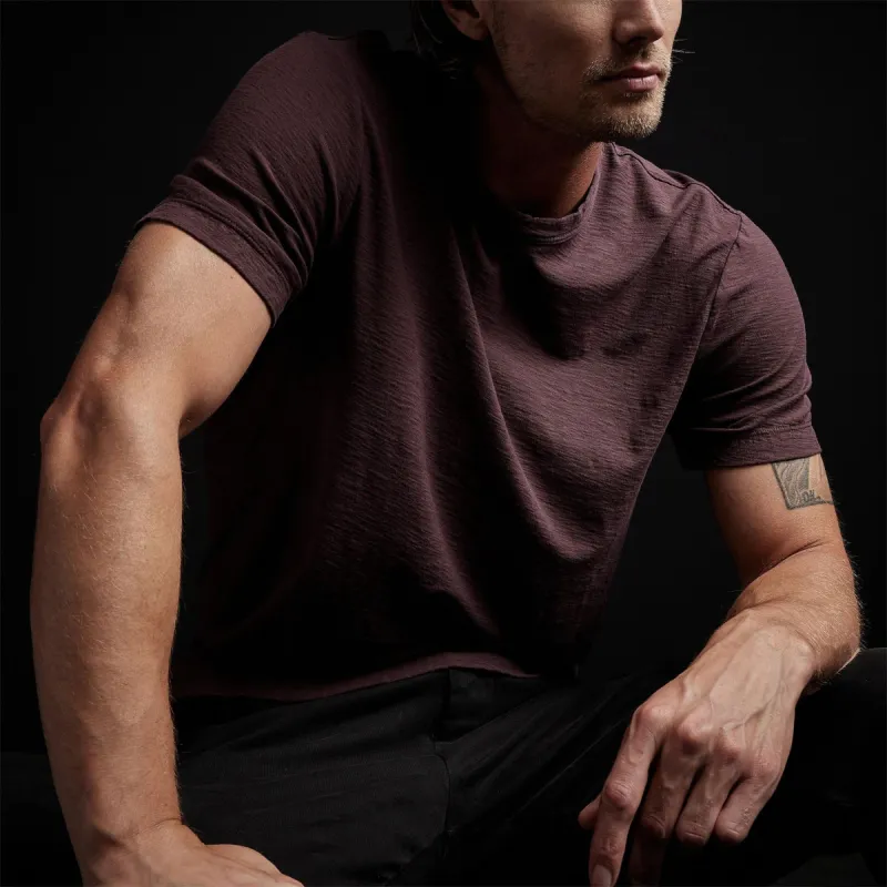 Reverse Slub Jersey Short Sleeve Crew - Dahlia sold by James Perse