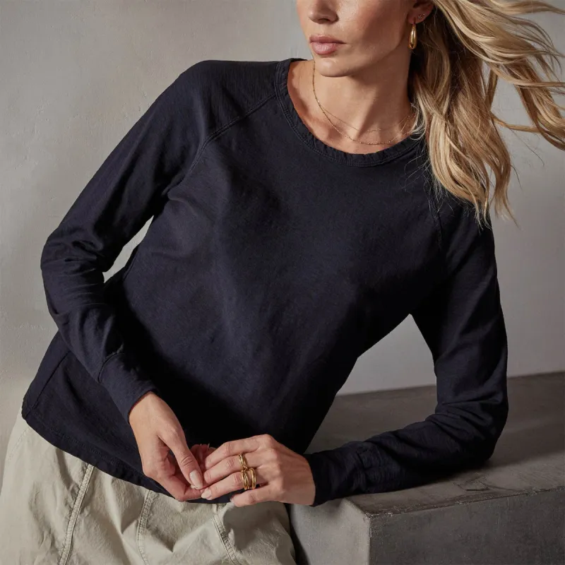 Reverse Slub Jersey Raglan Crew - French Navy sold by James Perse