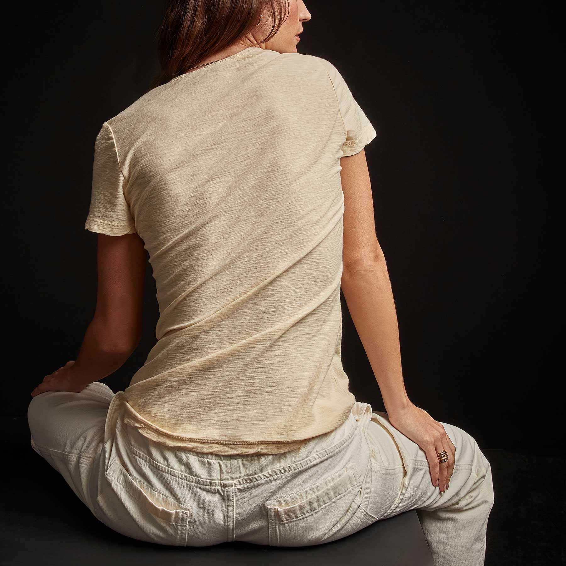 Sheer Slub Casual V Neck - Gesso sold by James Perse product image thumbnail 4