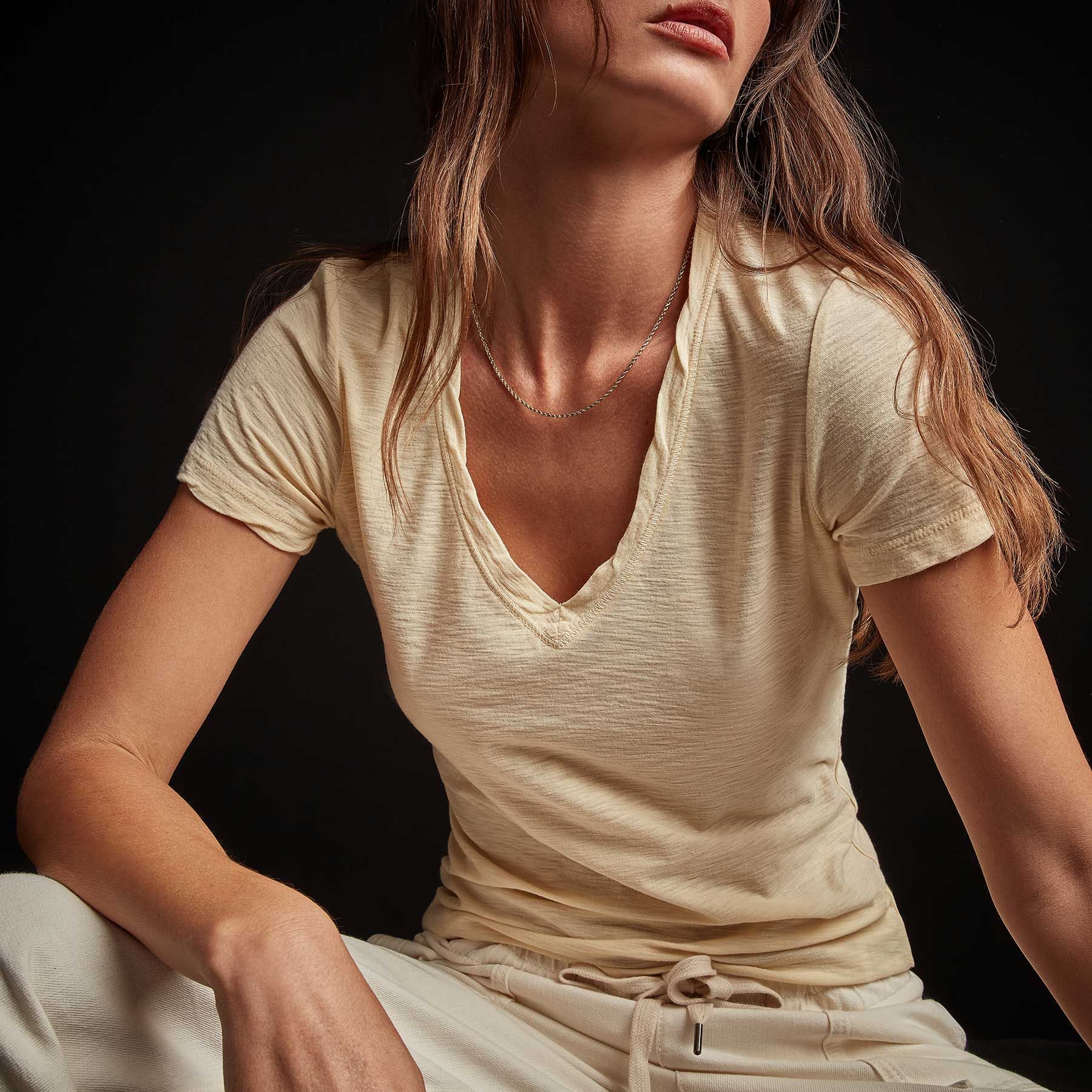 Sheer Slub Casual V Neck - Gesso sold by James Perse product image thumbnail 2