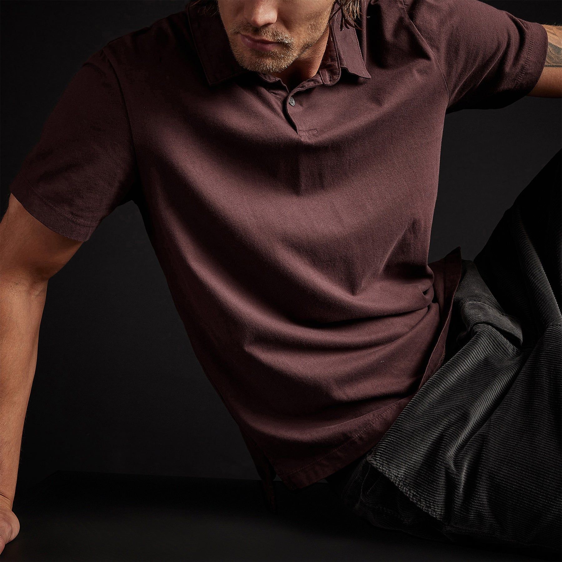 Sueded Jersey Polo - Dahlia sold by James Perse product image thumbnail 2