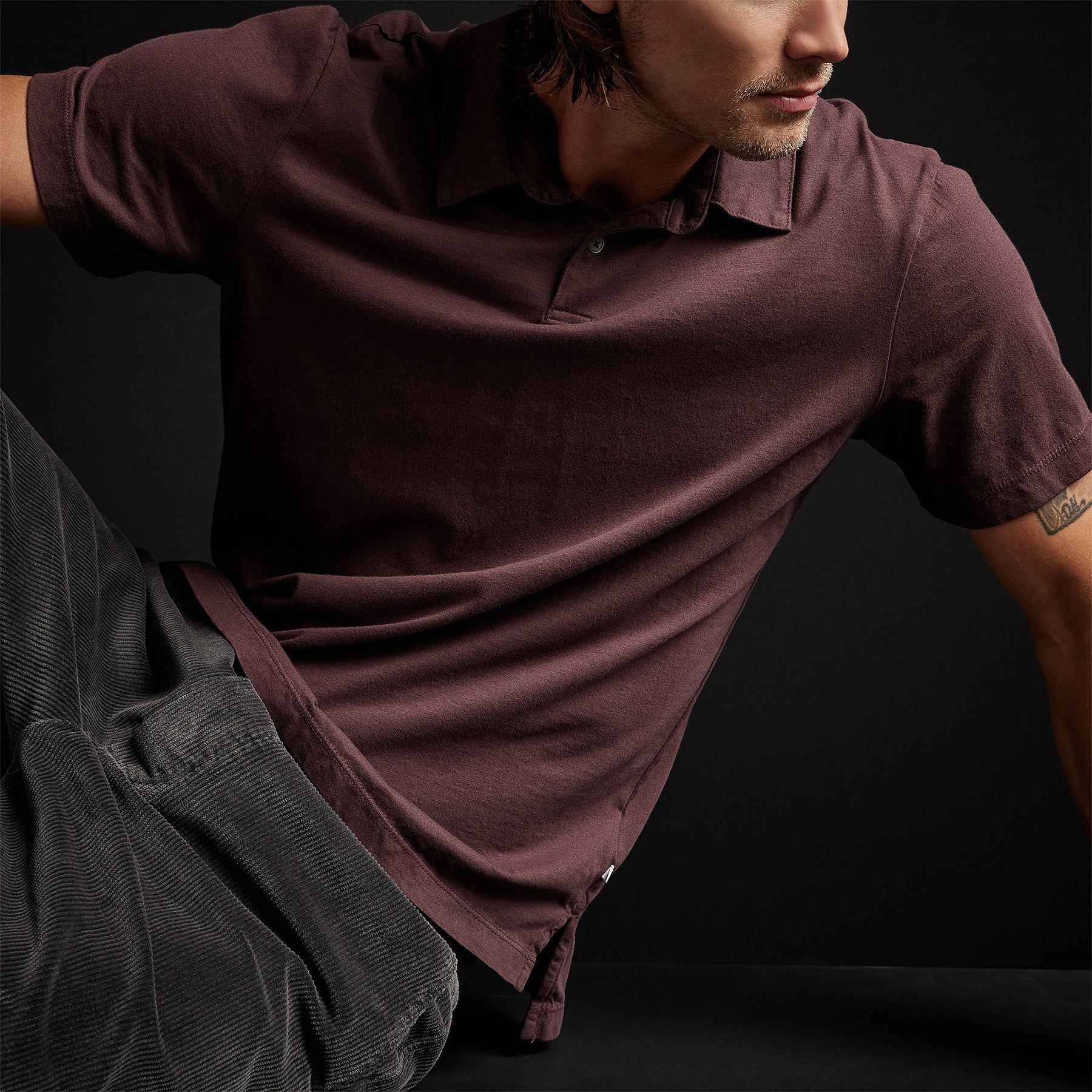 Sueded Jersey Polo - Dahlia sold by James Perse product image thumbnail 3