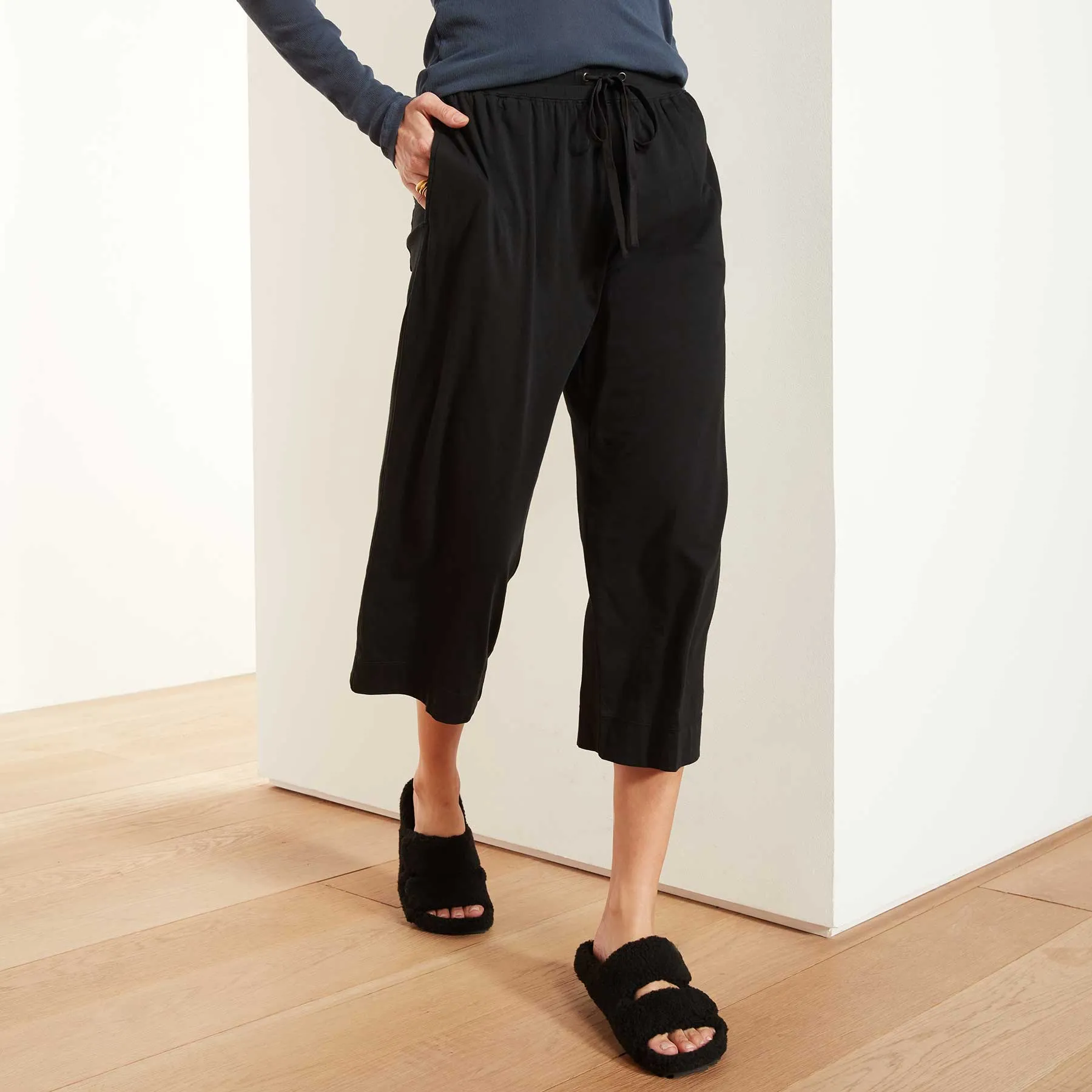 Luxe Lotus Jersey Cropped Pajama Pant - Black sold by James Perse product image thumbnail 3