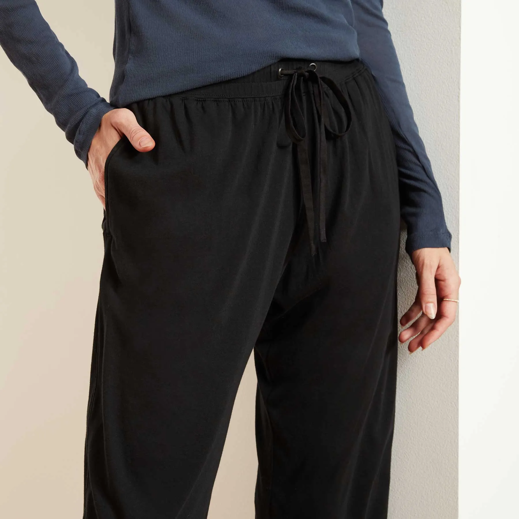 Luxe Lotus Jersey Cropped Pajama Pant - Black sold by James Perse product image thumbnail 5