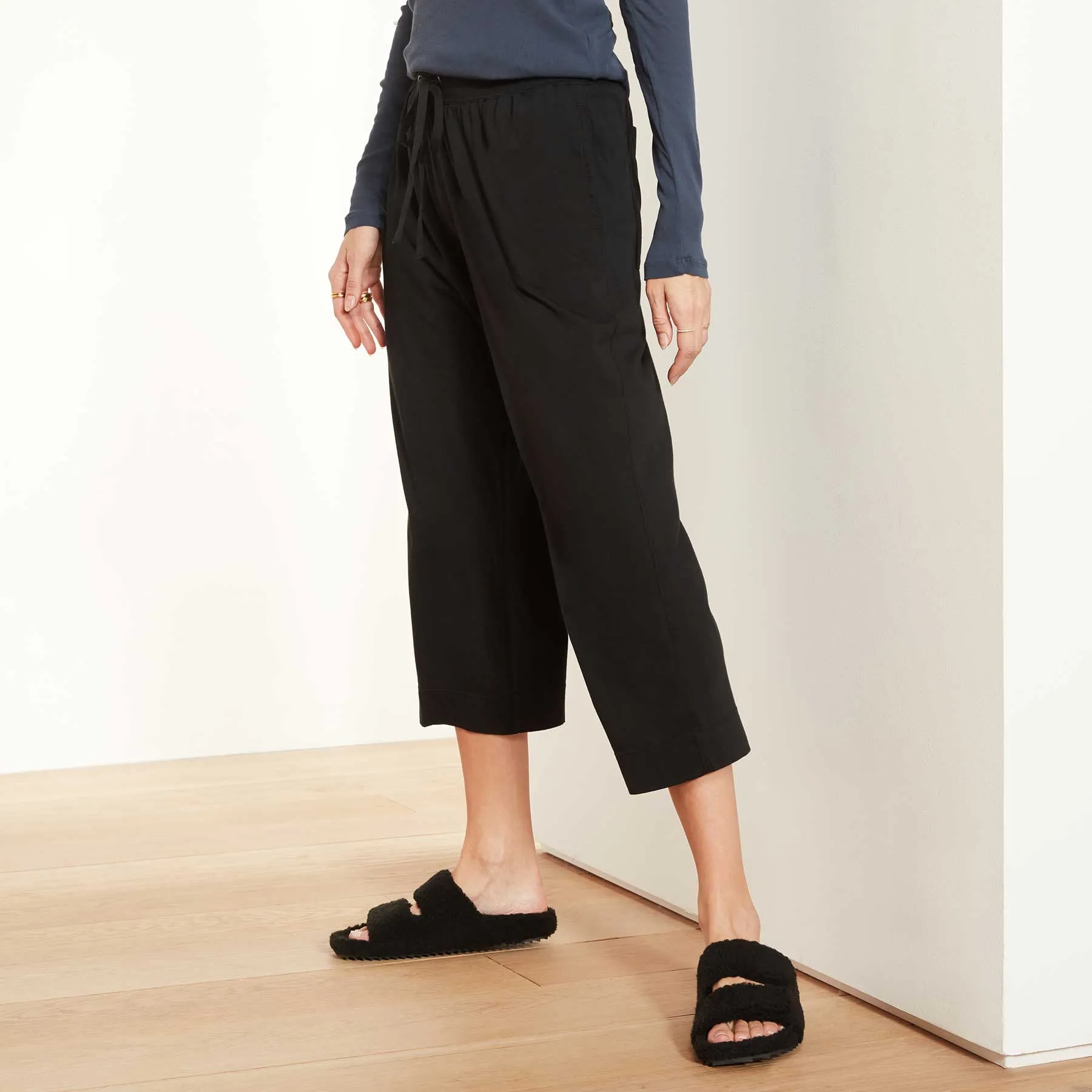 Luxe Lotus Jersey Cropped Pajama Pant - Black sold by James Perse product image thumbnail 2