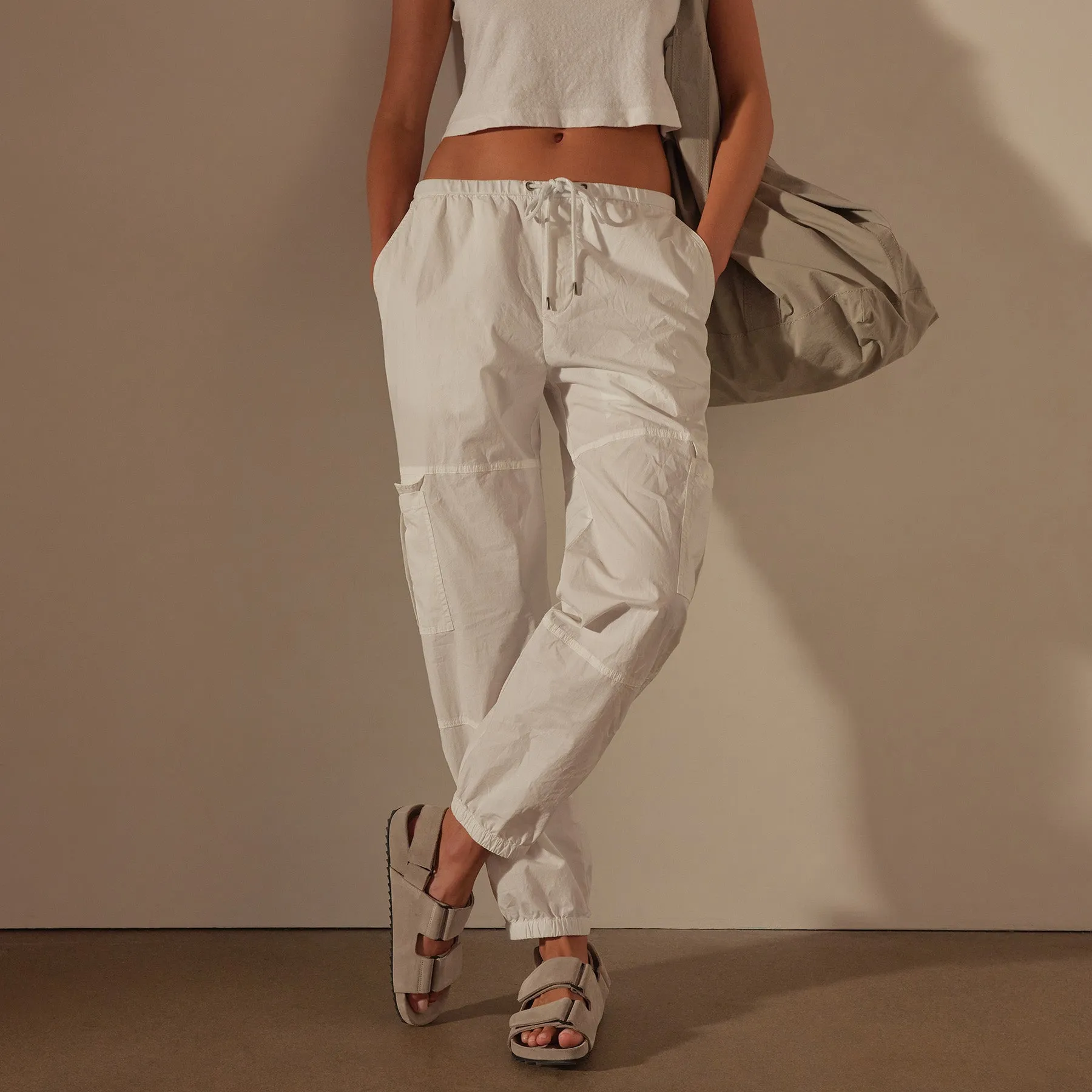 Stretch Poplin Cargo Pant - White sold by James Perse product image thumbnail 2