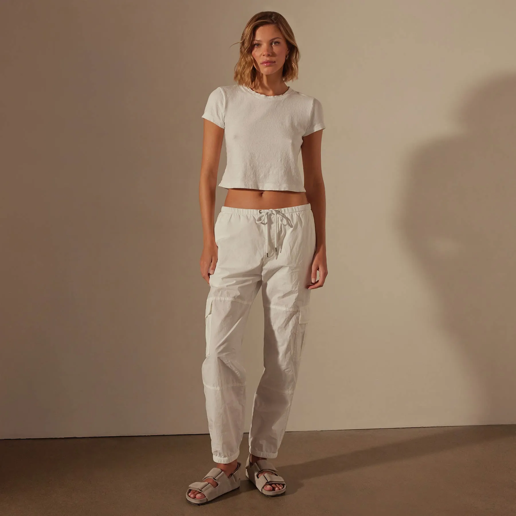 Stretch Poplin Cargo Pant - White sold by James Perse product image thumbnail 3