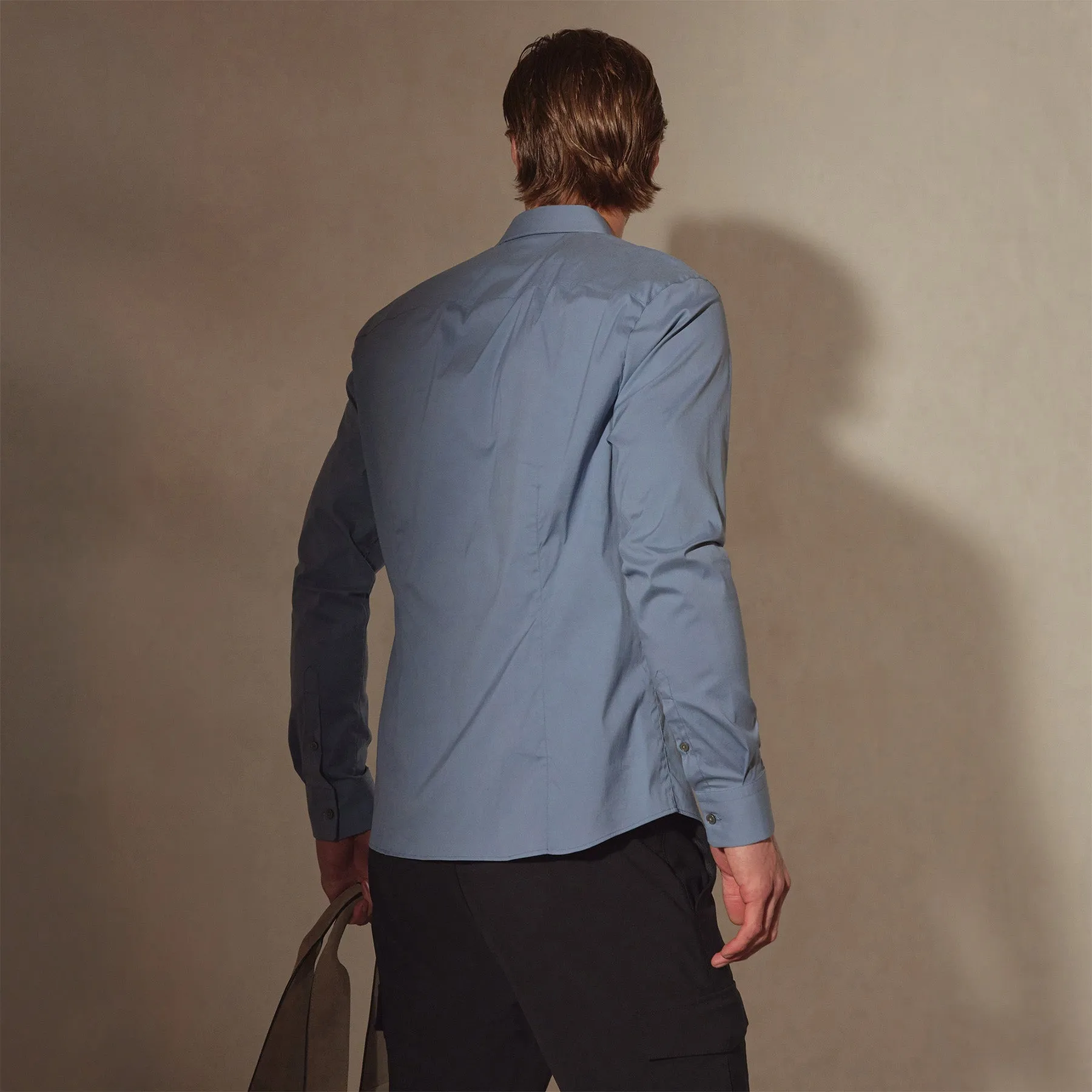 Matte Stretch Poplin Dress Shirt - Denim sold by James Perse product image thumbnail 4