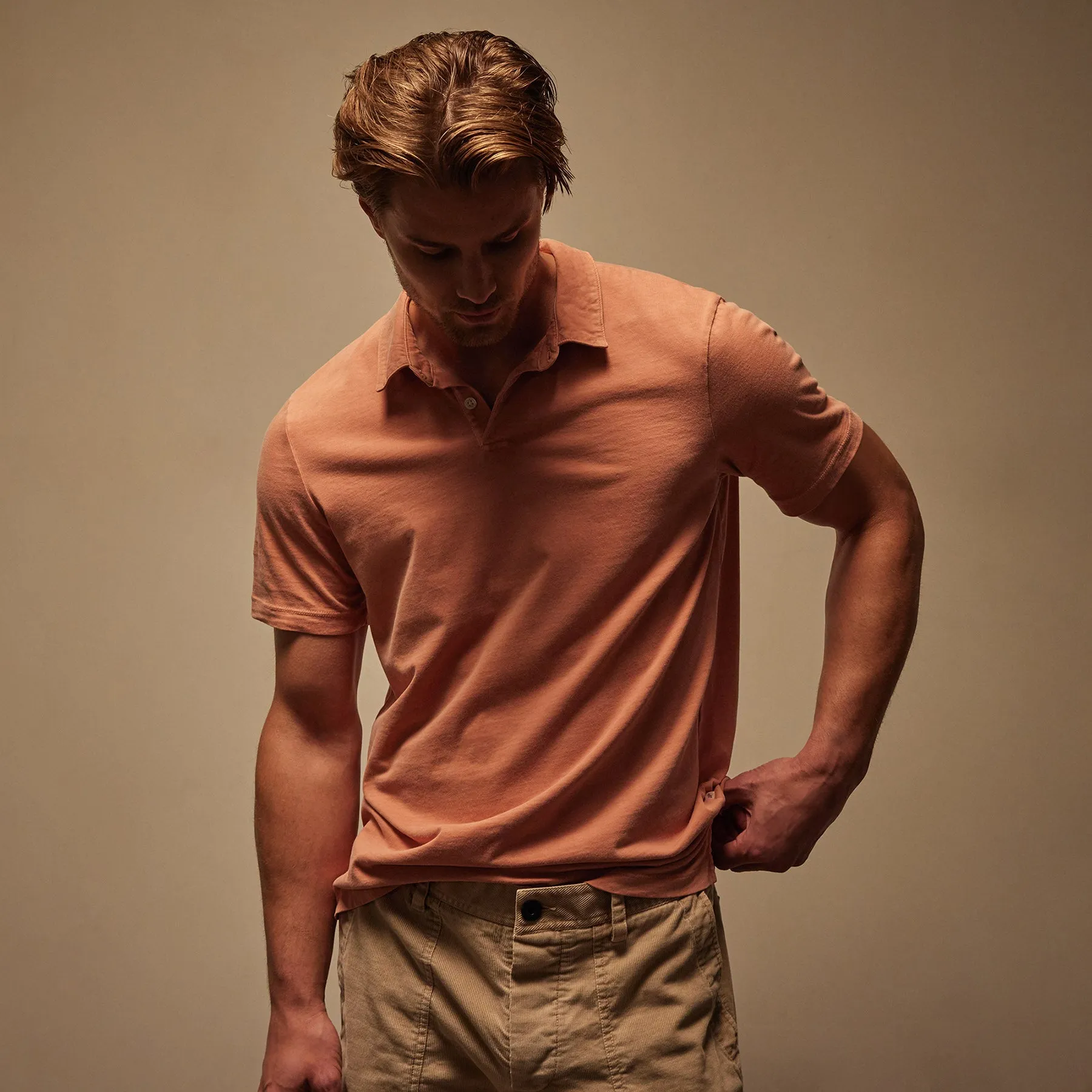 Sueded Jersey Polo - Adobe Pigment sold by James Perse product image thumbnail 2
