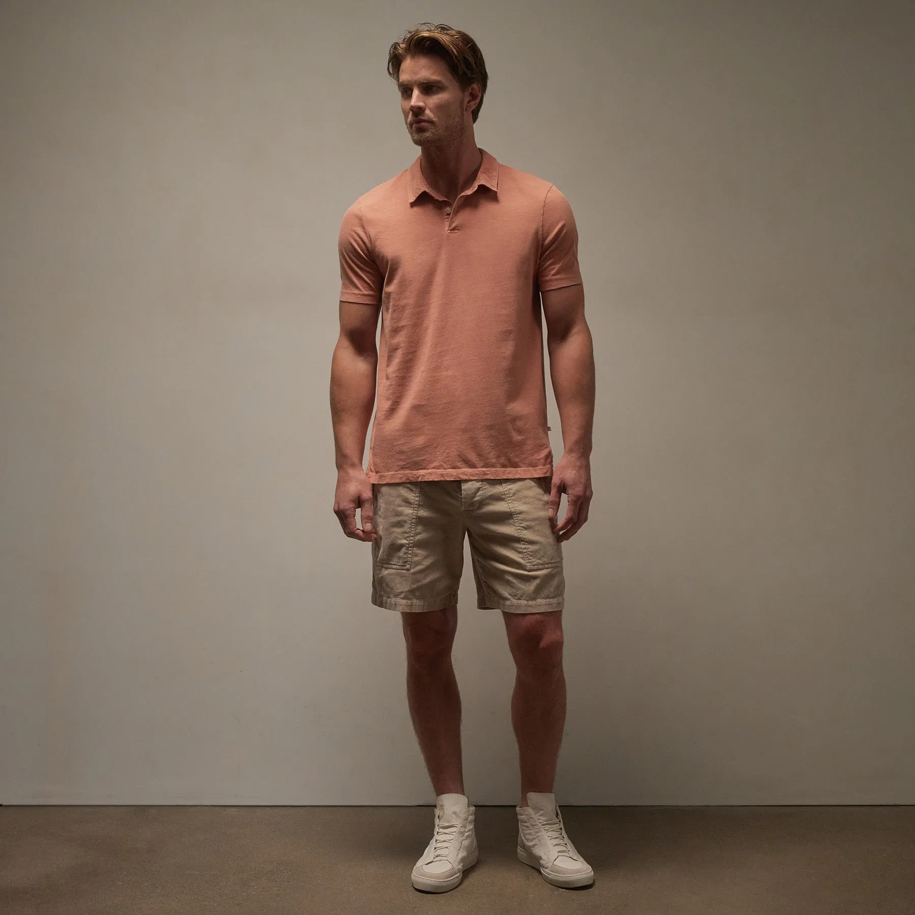 Sueded Jersey Polo - Adobe Pigment sold by James Perse product image thumbnail 3