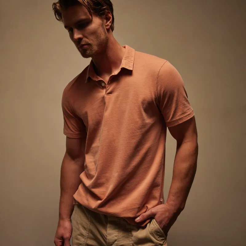 Sueded Jersey Polo - Adobe Pigment sold by James Perse