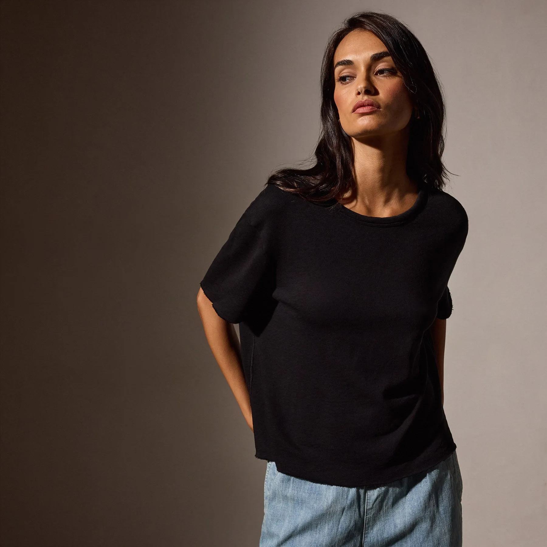 French Terry Boxy Short Sleeve Tee - Black sold by James Perse