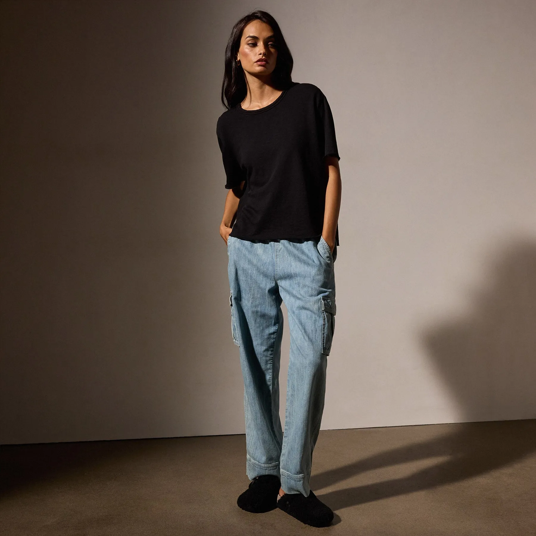 French Terry Boxy Short Sleeve Tee - Black sold by James Perse product image thumbnail 4