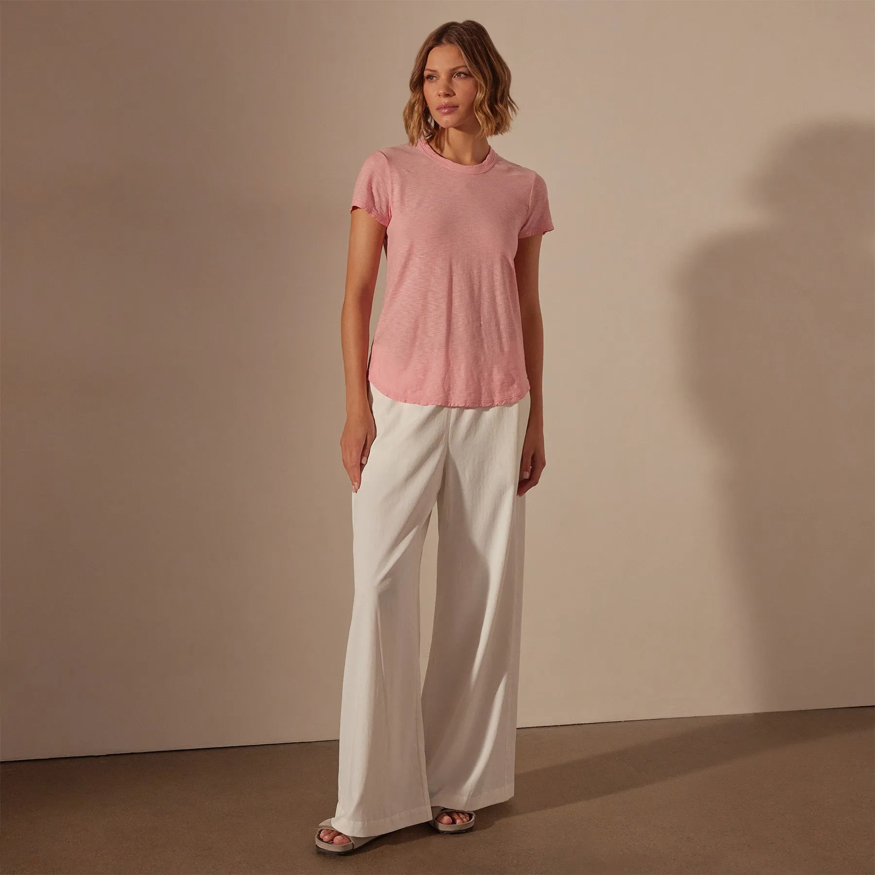 Sheer Slub Crew Neck Tee - Peony sold by James Perse product image thumbnail 3
