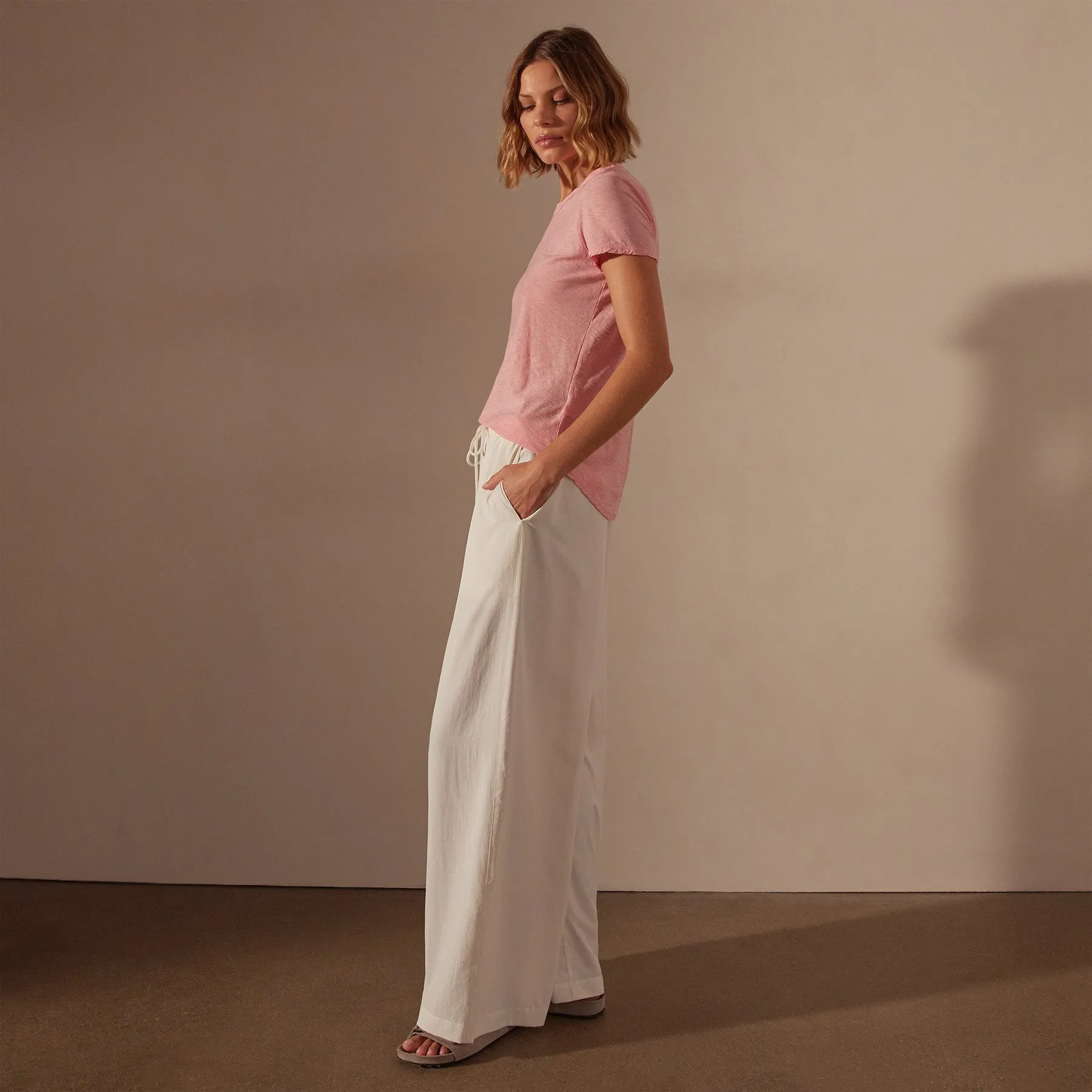 Sheer Slub Crew Neck Tee - Peony sold by James Perse product image thumbnail 2