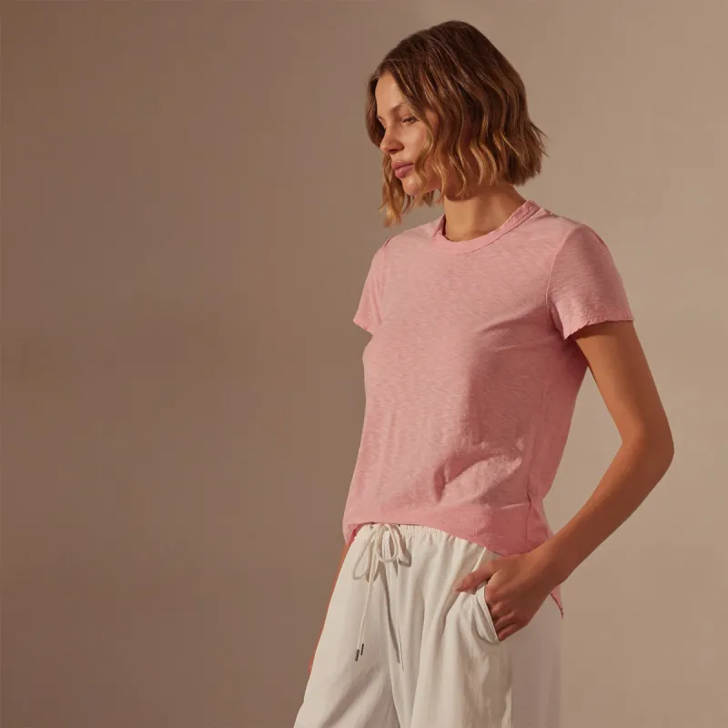 Sheer Slub Crew Neck Tee - Peony sold by James Perse