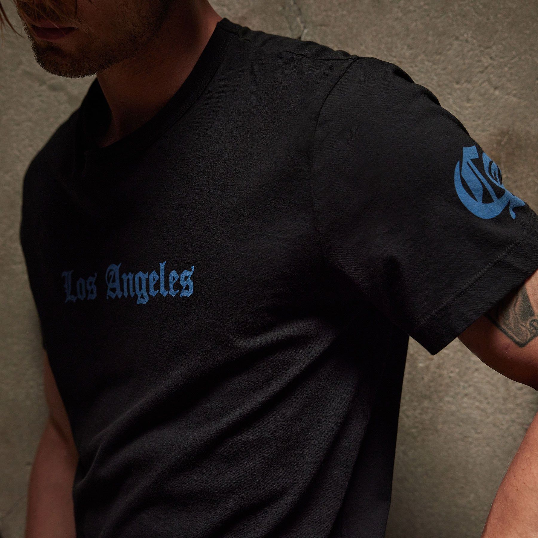 LA Gothic Short Sleeve Crew - Black/True Blue sold by James Perse product image thumbnail 2