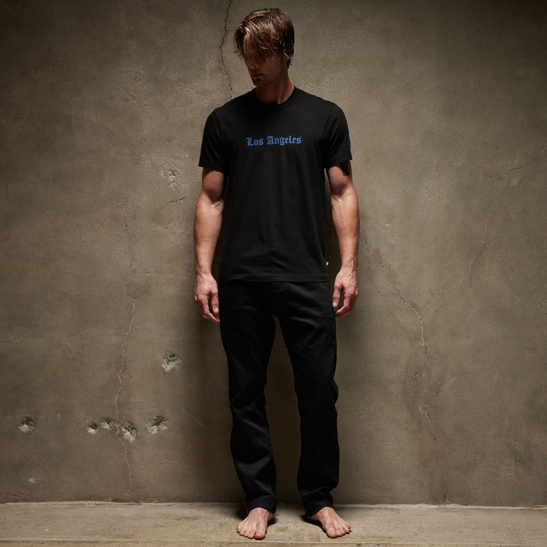 LA Gothic Short Sleeve Crew - Black/True Blue sold by James Perse product image thumbnail 3