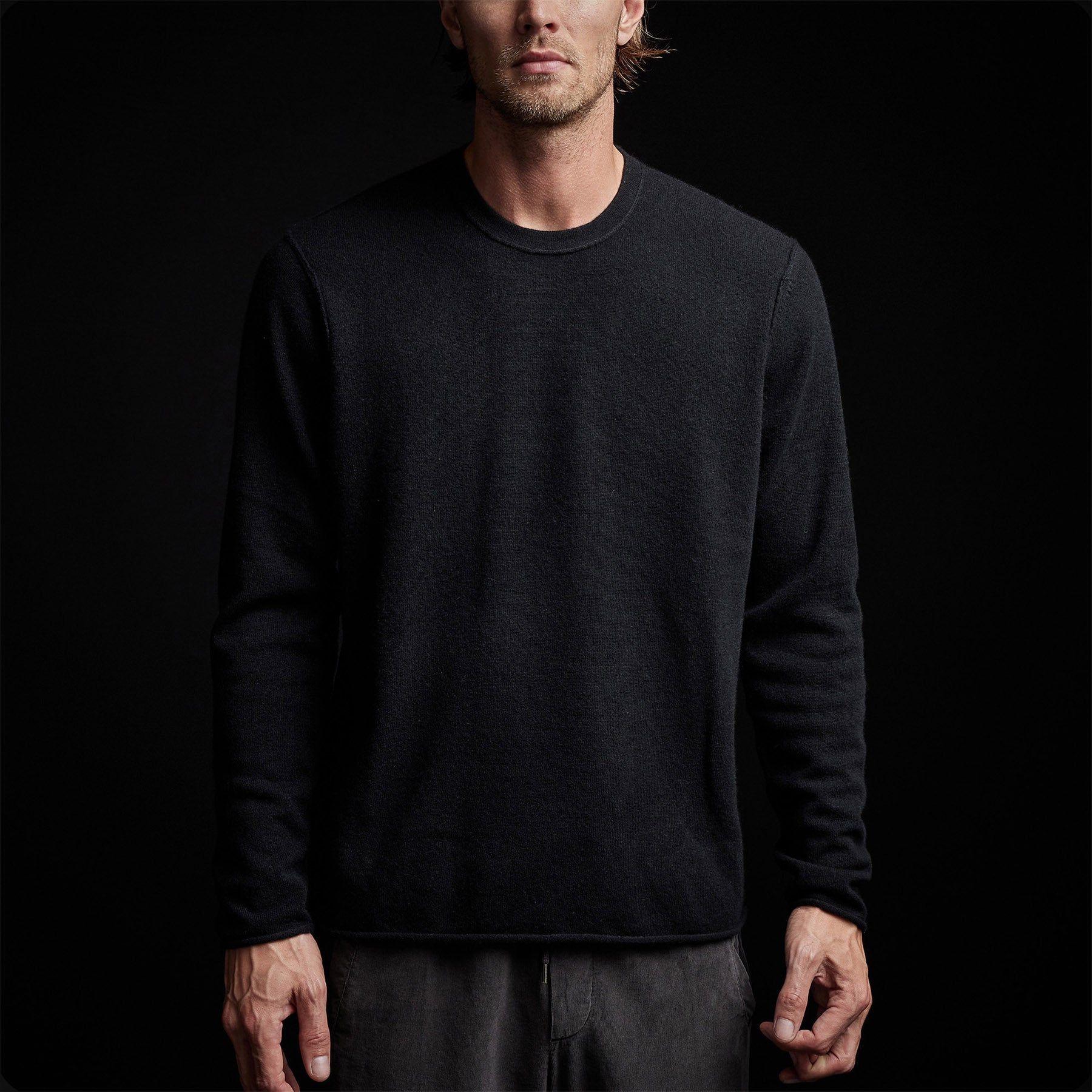 Double Bar Graphic Recycled Cashmere Sweater - Black sold by James Perse product image thumbnail 5