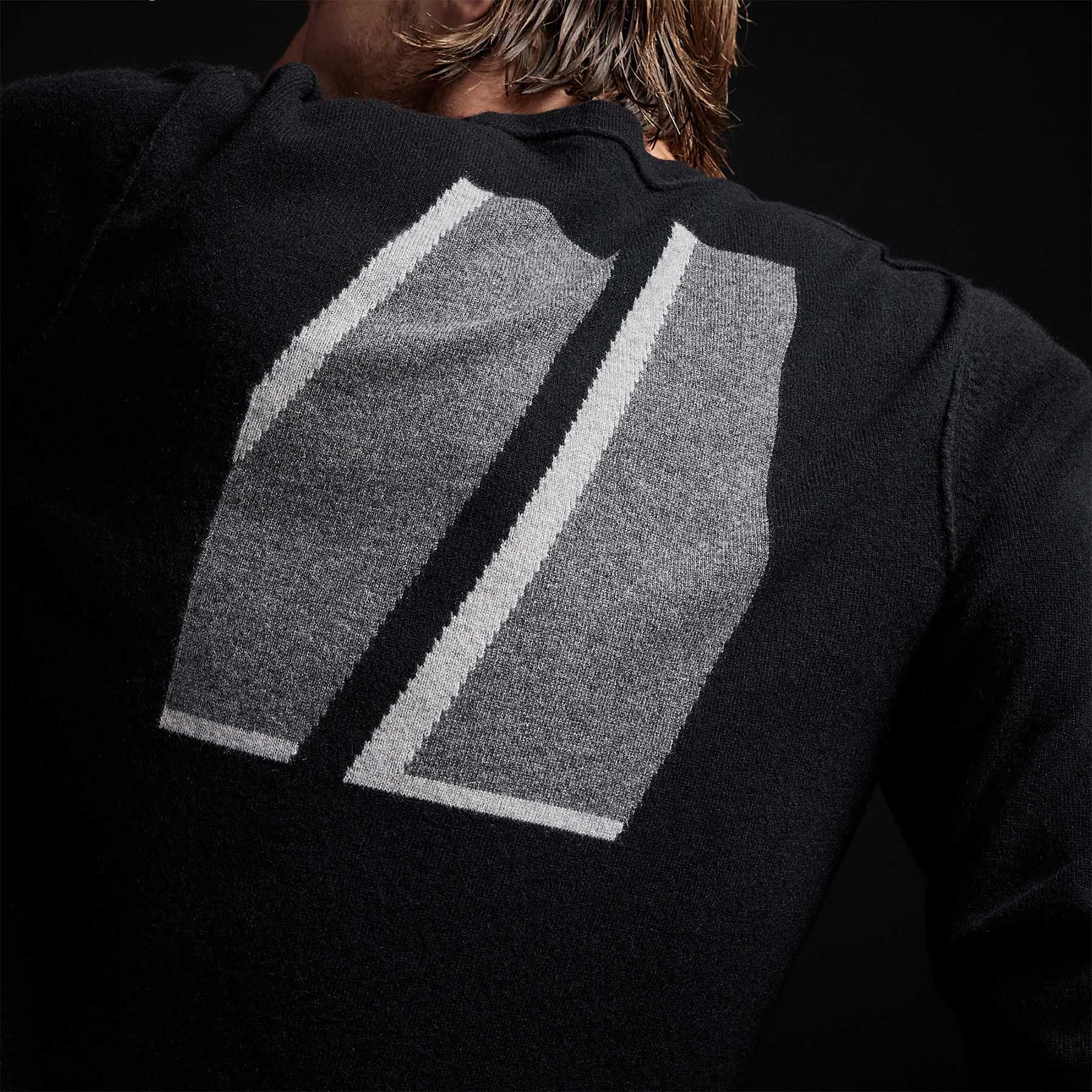 Double Bar Graphic Recycled Cashmere Sweater - Black sold by James Perse product image thumbnail 3