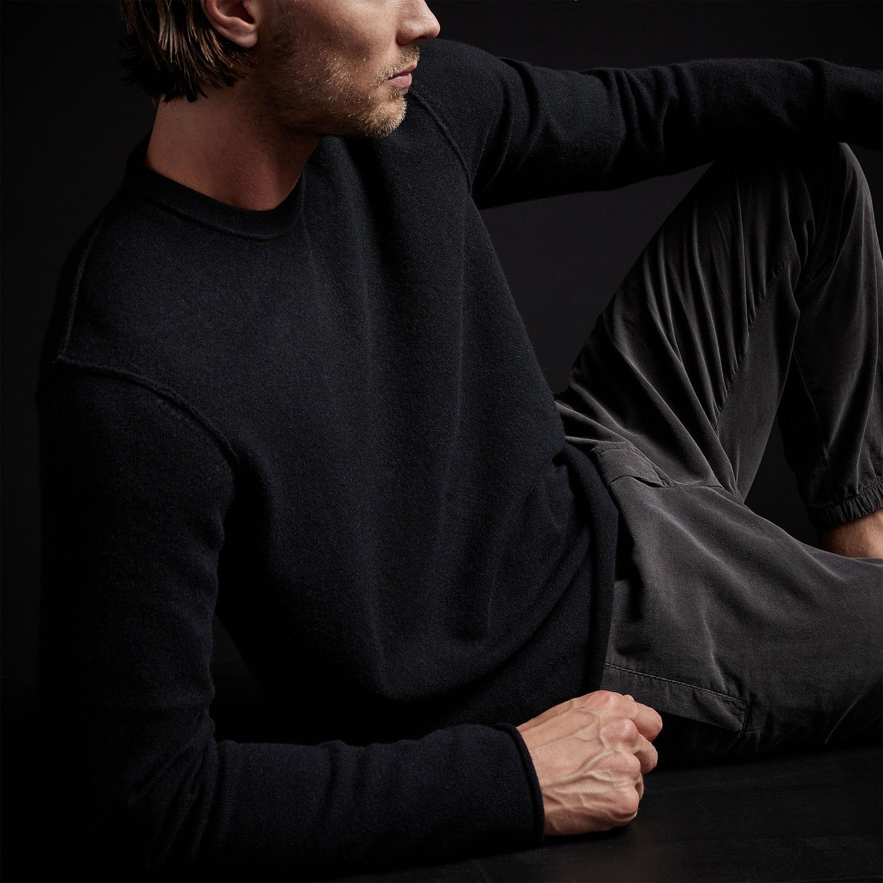 Double Bar Graphic Recycled Cashmere Sweater - Black sold by James Perse product image thumbnail 2