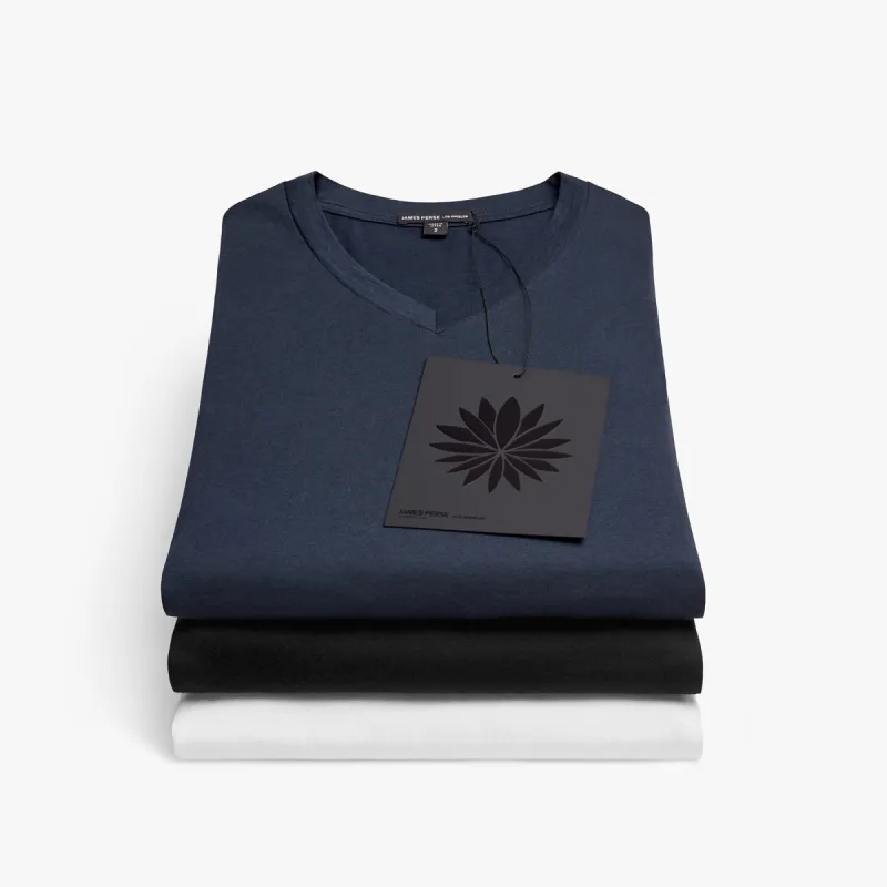 3 Pack Luxe Lotus Jersey V Neck Tee - Black/White/French Navy sold by James Perse