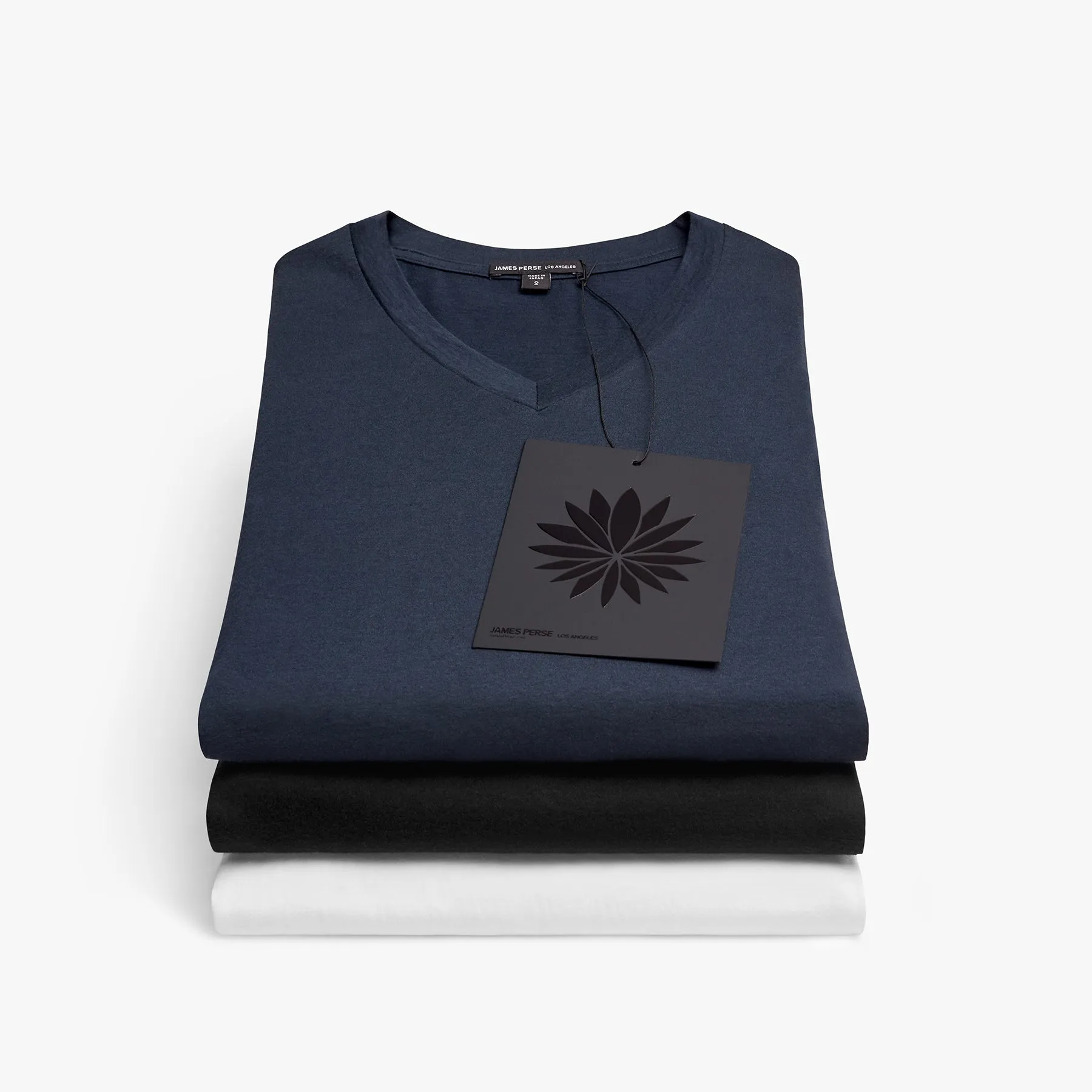 3 Pack Luxe Lotus Jersey V Neck Tee - Black/White/French Navy sold by James Perse