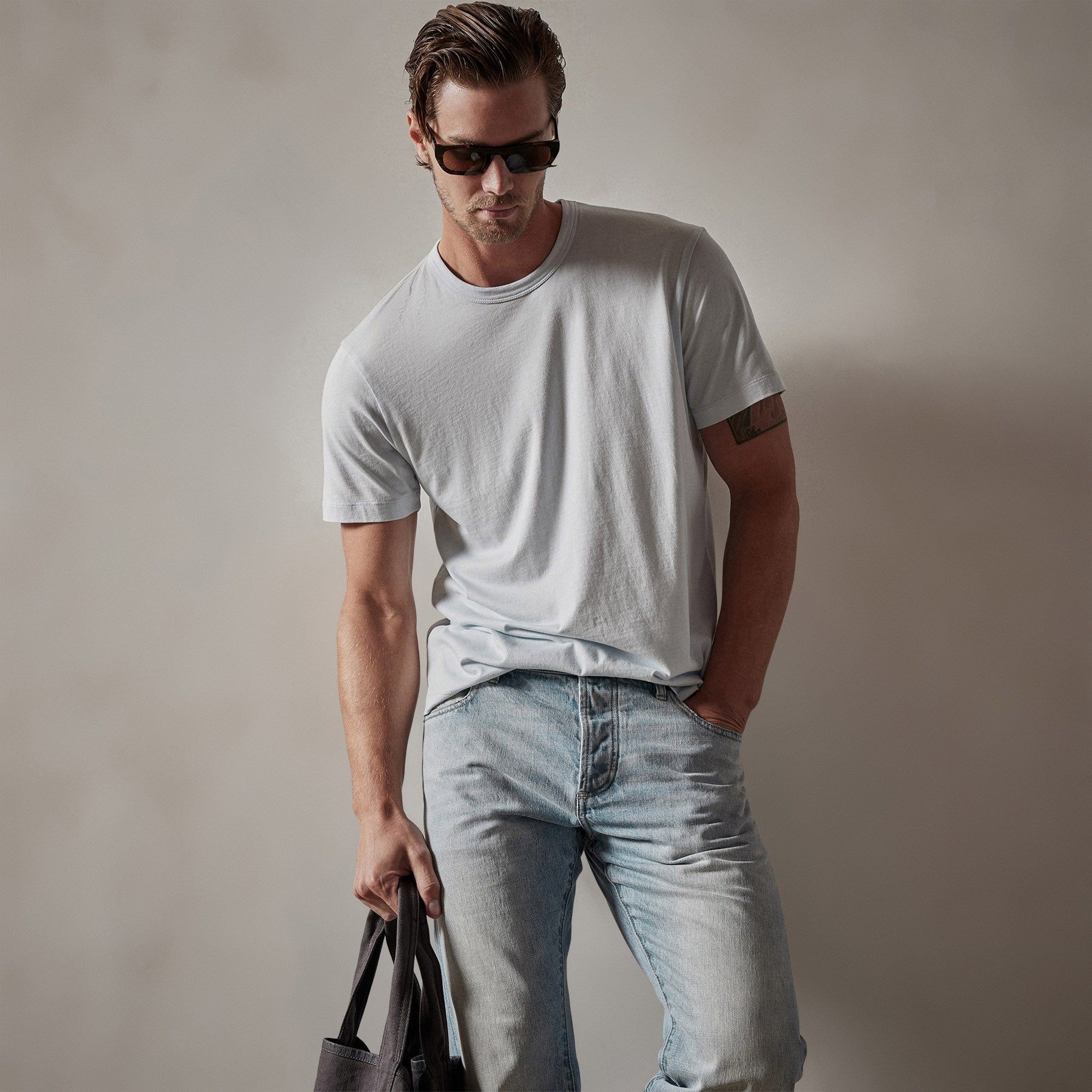 Brushed Lotus Crew - Baby Blue sold by James Perse product image thumbnail 3