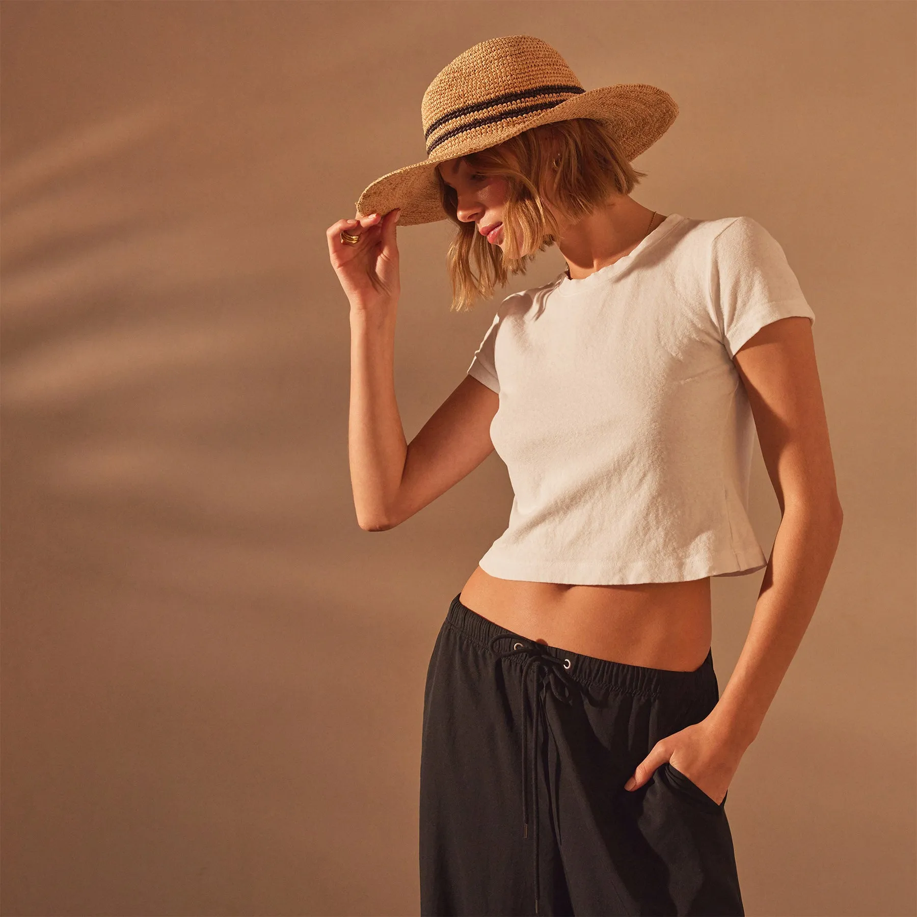 Brushed Jersey Cropped Tee - White sold by James Perse