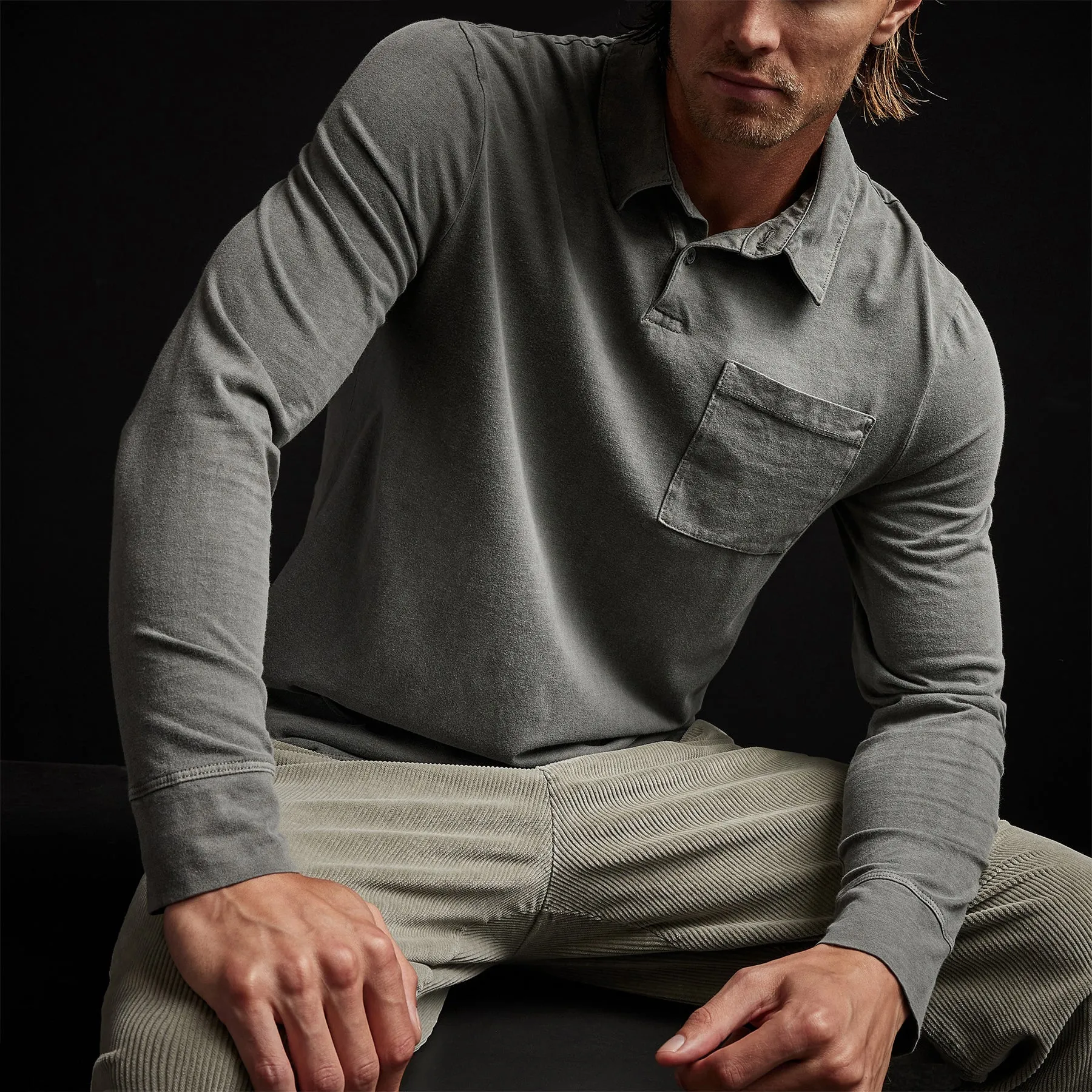 Sueded Jersey Rugby Polo - Fin Pigment sold by James Perse