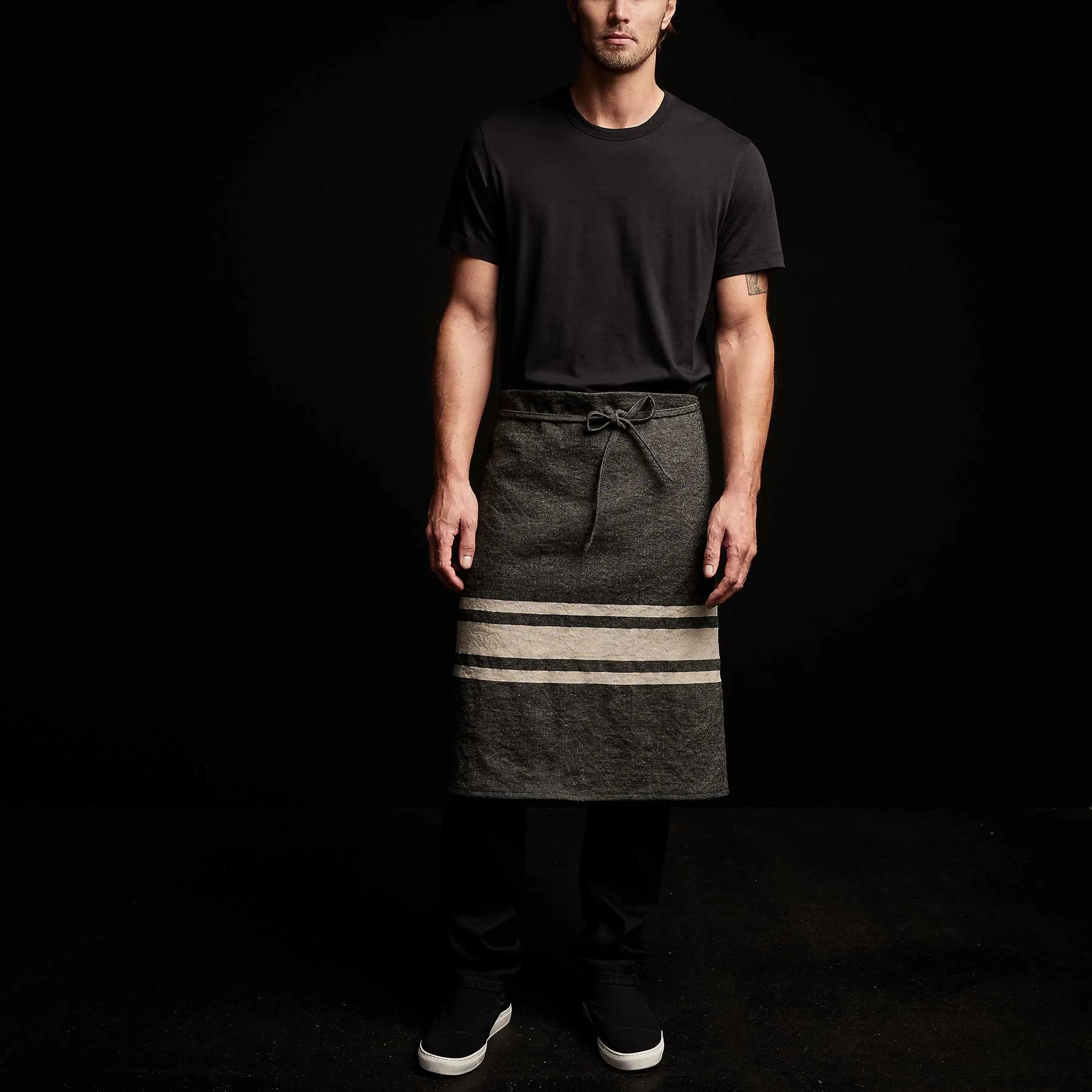 Three Stripe Half Apron - Black/ Natural sold by James Perse product image thumbnail 4