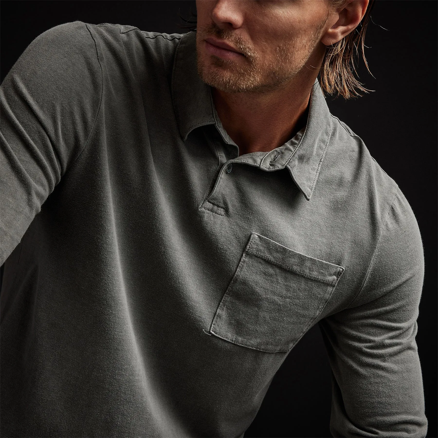 Sueded Jersey Rugby Polo - Fin Pigment sold by James Perse product image thumbnail 3