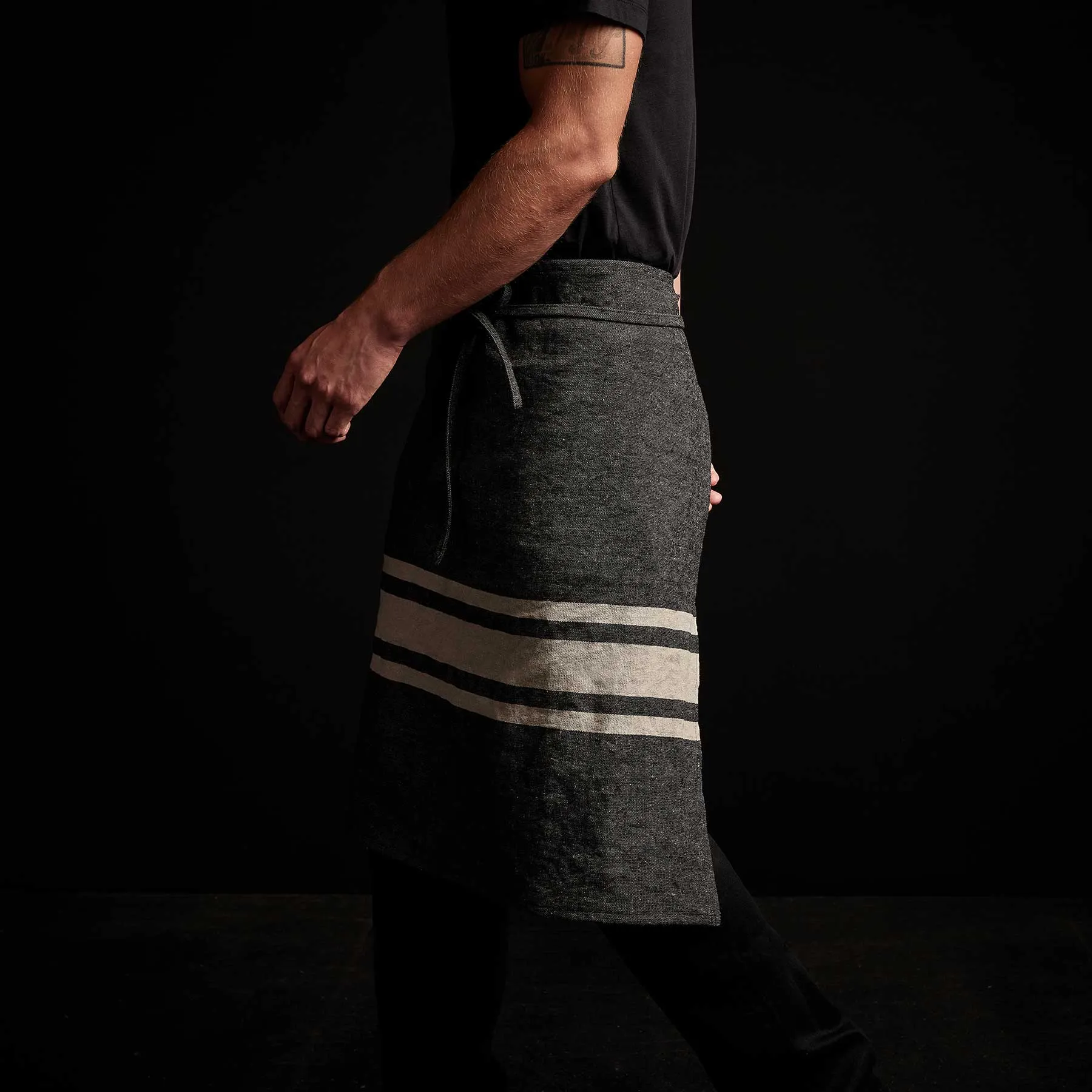Three Stripe Half Apron - Black/ Natural sold by James Perse product image thumbnail 3