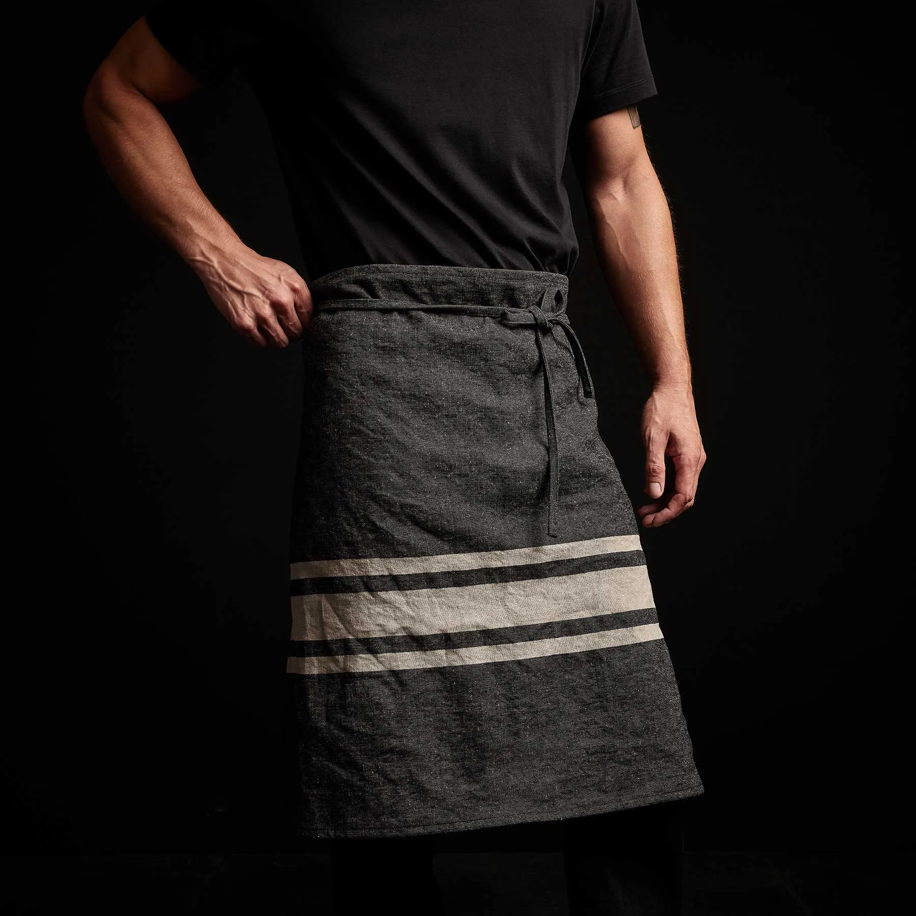 Three Stripe Half Apron - Black/ Natural sold by James Perse product image thumbnail 2