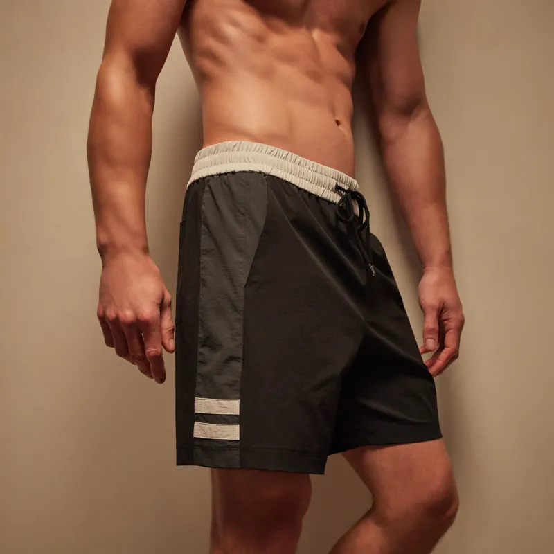 Stretch Rip Stop Sport Short - Black/Carbon/Salt made by James Perse
