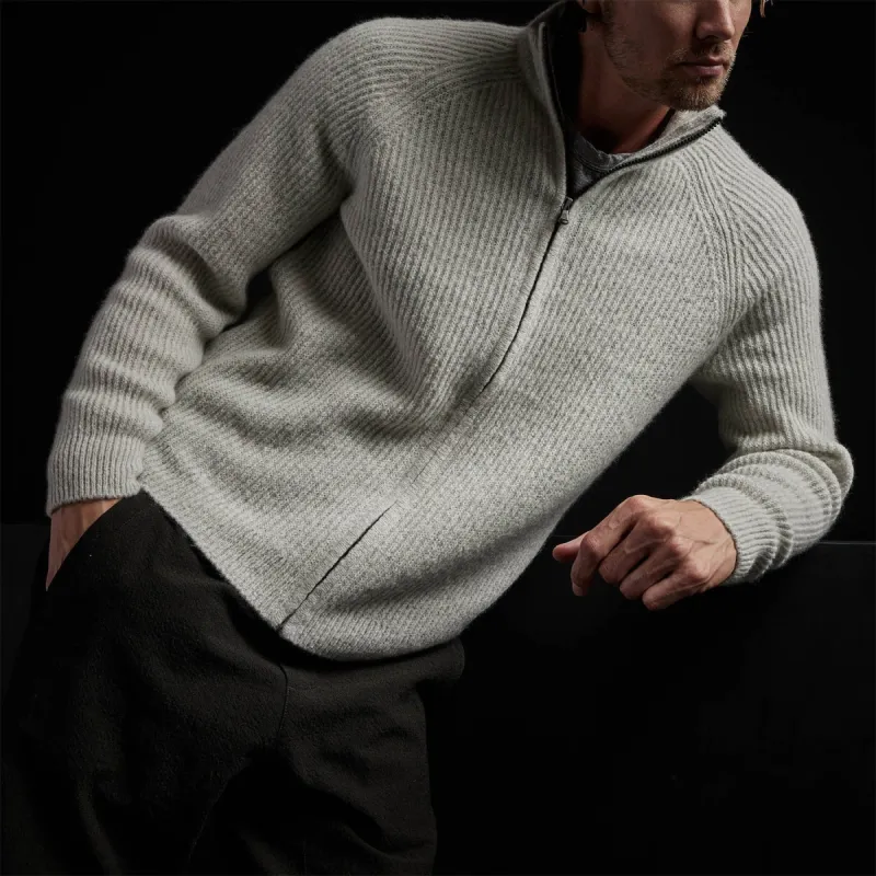 Rib Full Zip Sweater - Mist sold by James Perse