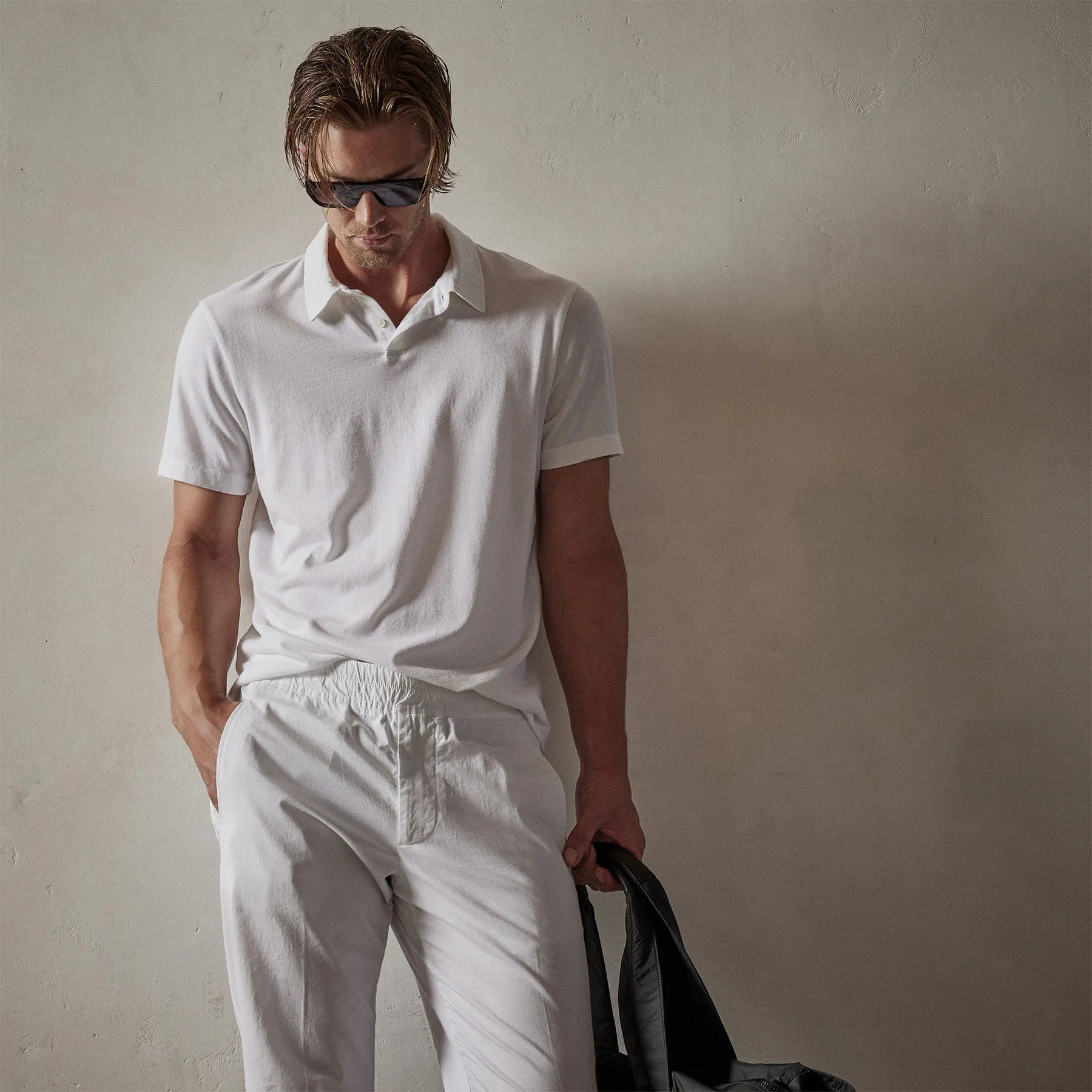 Crisp Cotton Terry Polo - White sold by James Perse
