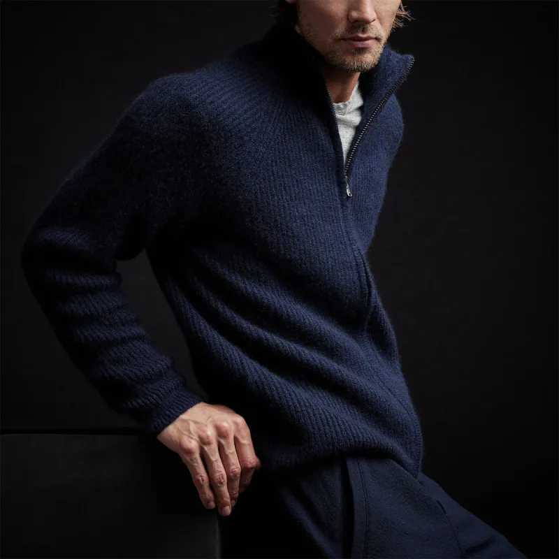 Rib Full Zip Sweater - Deep Navy sold by James Perse