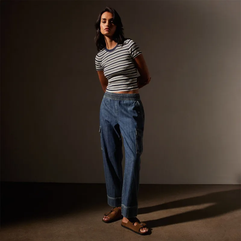 Washed Denim Cargo Pant - Medium Wash sold by James Perse