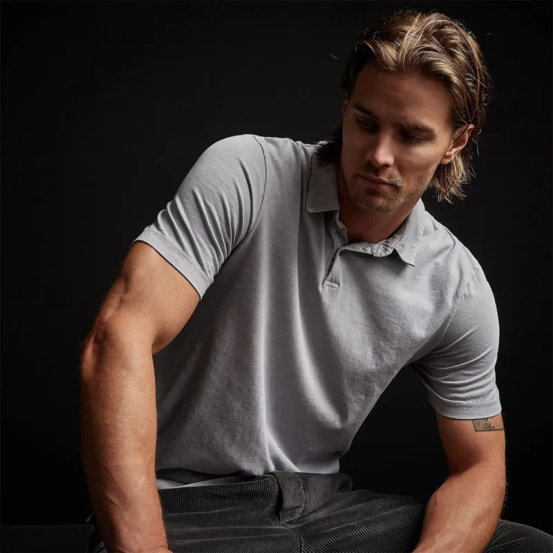 Sueded Jersey Polo - Blue Fog Pigment sold by James Perse