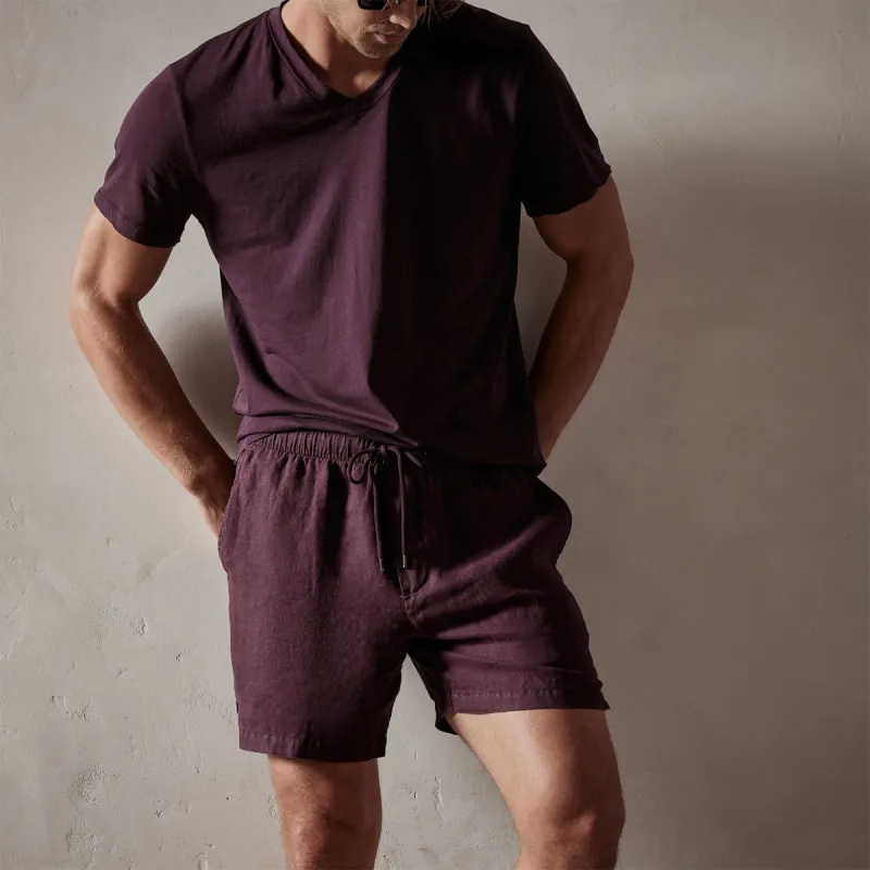 Lightweight Linen Short - Eggplant sold by James Perse