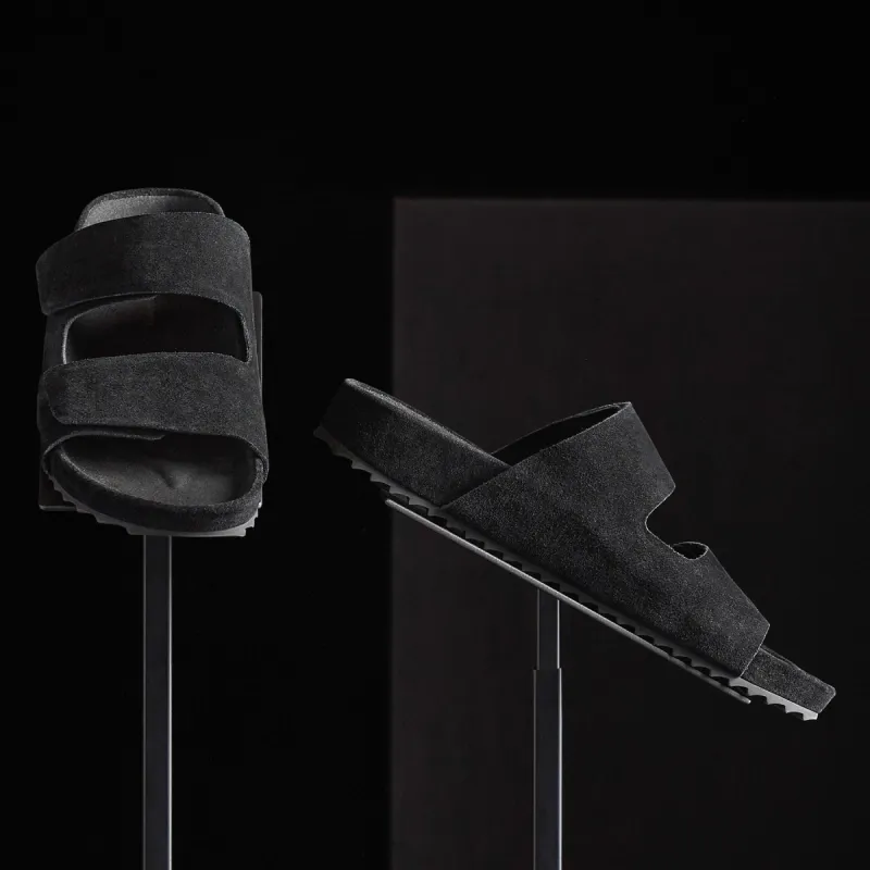 Women's Double Strap Suede Slide - Black sold by James Perse