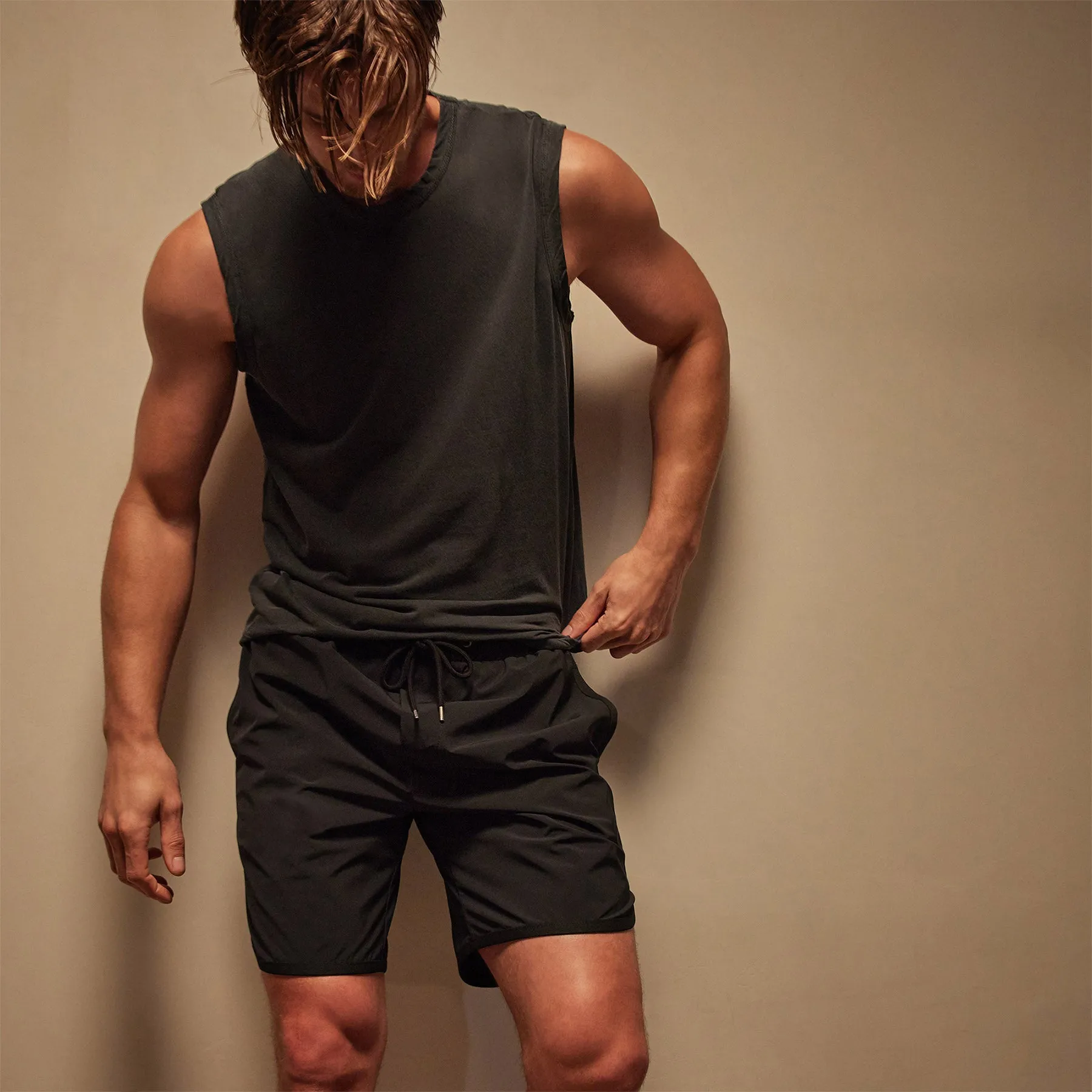 Curved Hem Boardshort - Black/Black sold by James Perse product image thumbnail 2