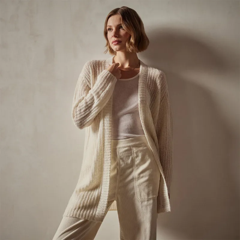 Textured Cashmere Knit Cardigan - Ivory sold by James Perse