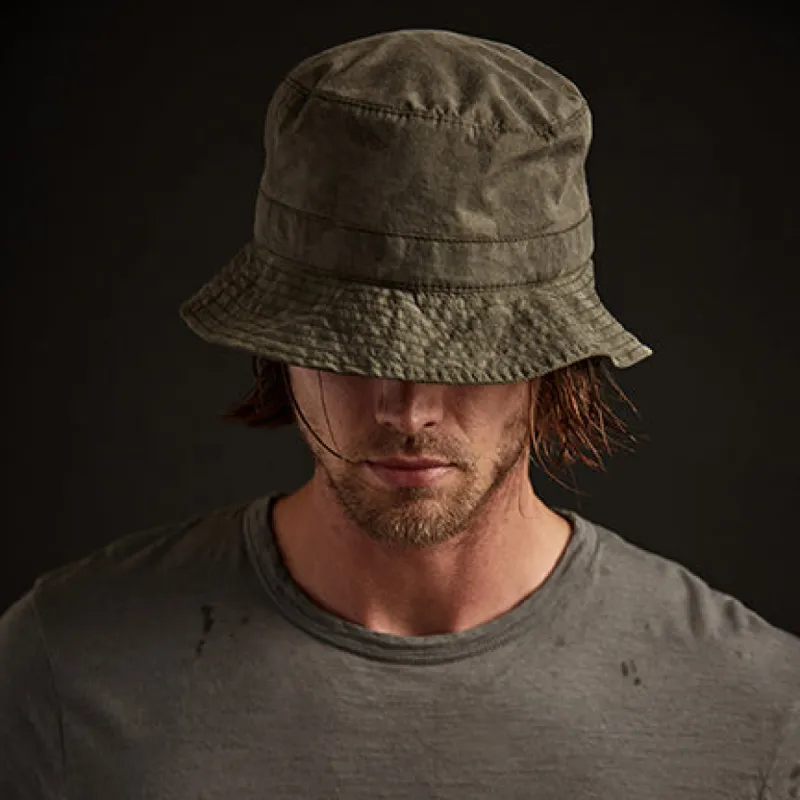 Camo Poplin Bucket Hat - Marjoram Pigment sold by James Perse