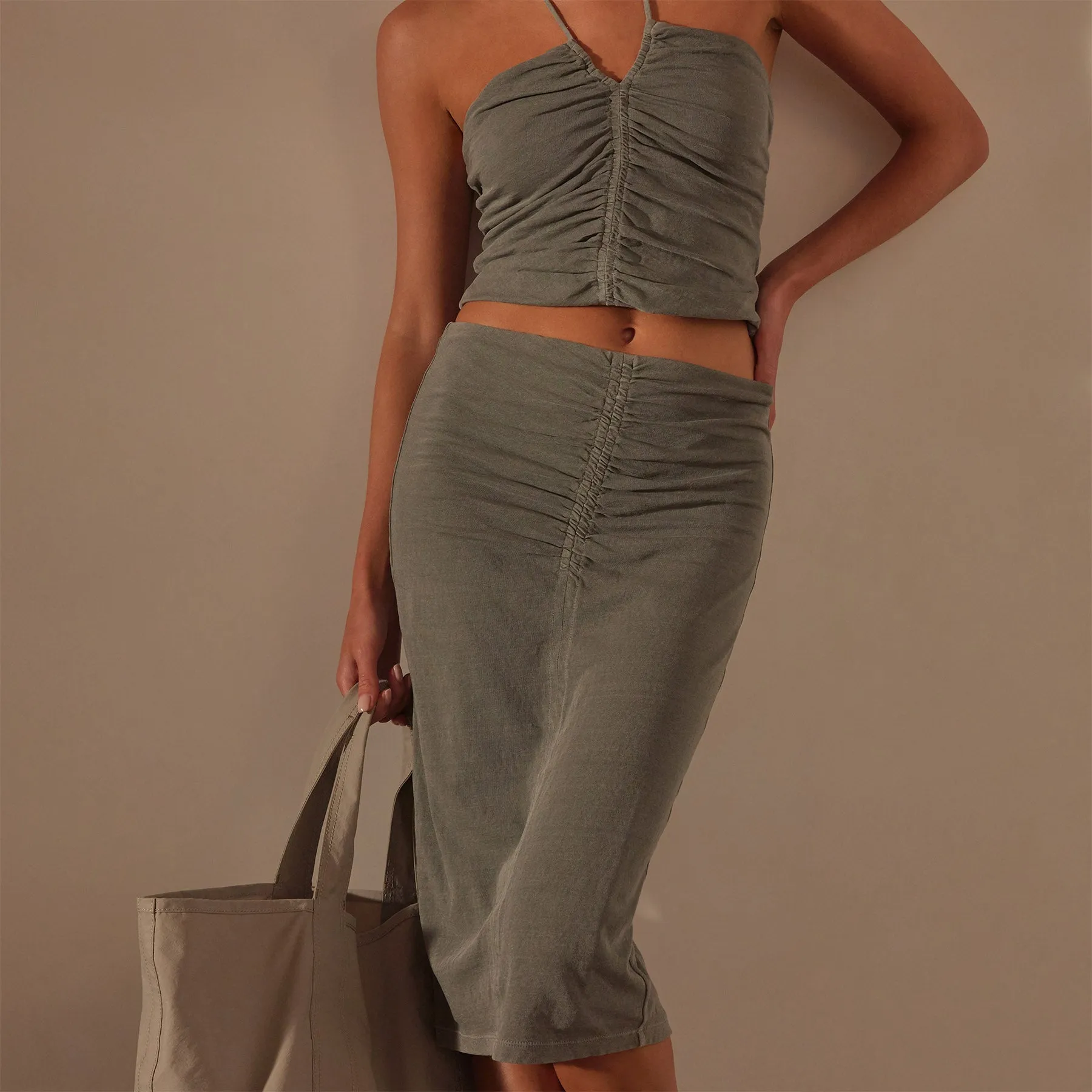 Recycled Brushed Jersey Skirt - Palm Pigment sold by James Perse product image thumbnail 2