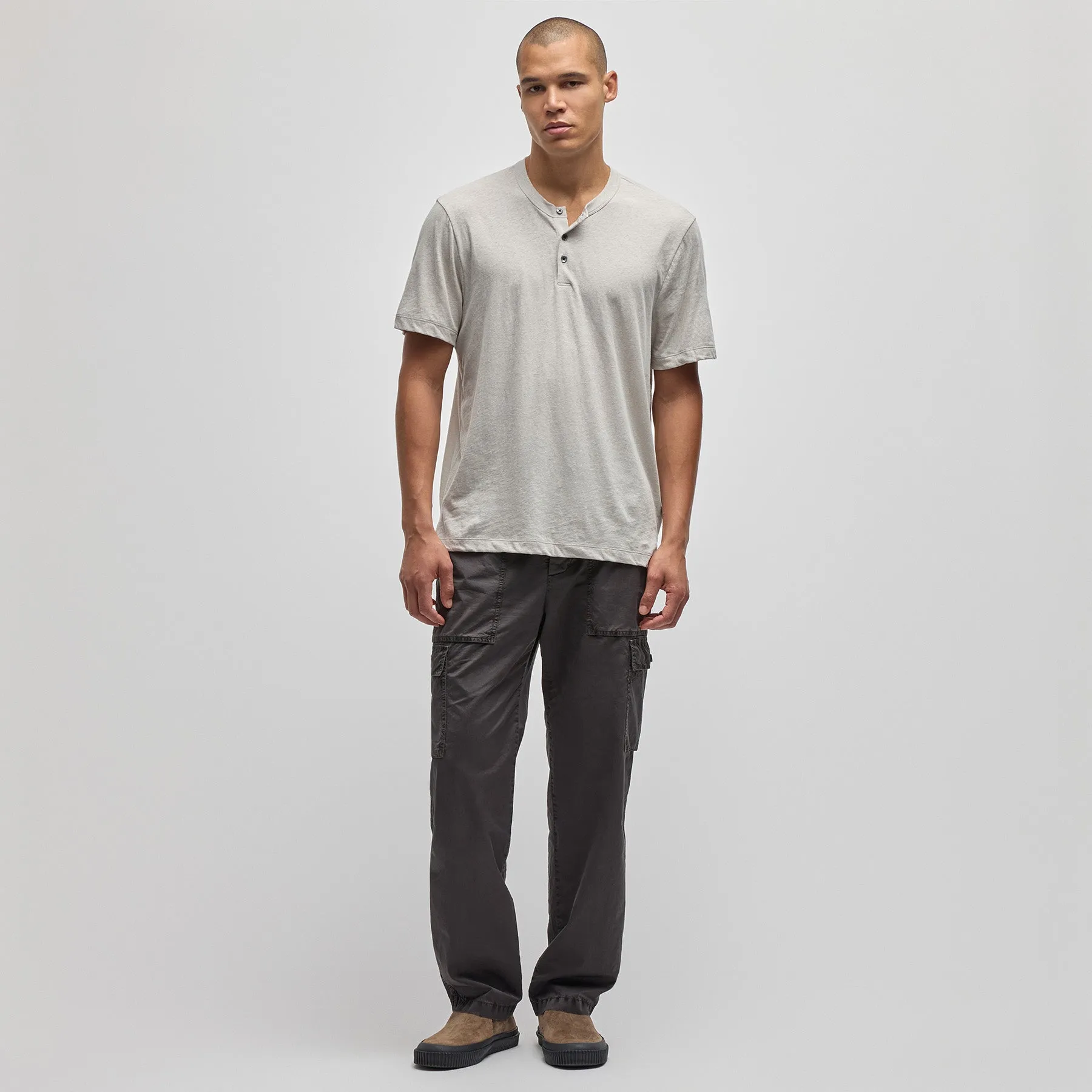 Recycled Cotton Jersey Short Sleeve Henley - Salt sold by James Perse product image thumbnail 3