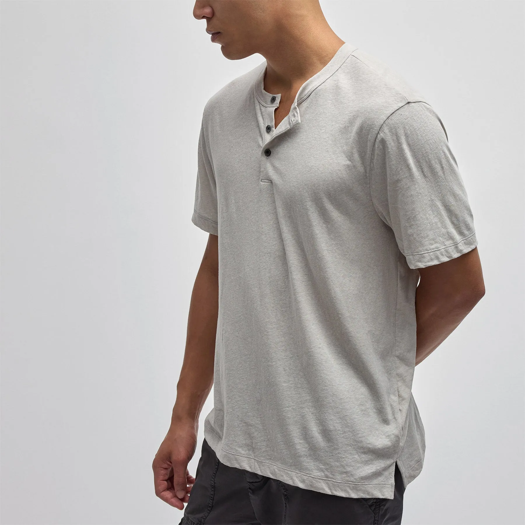 Recycled Cotton Jersey Short Sleeve Henley - Salt sold by James Perse