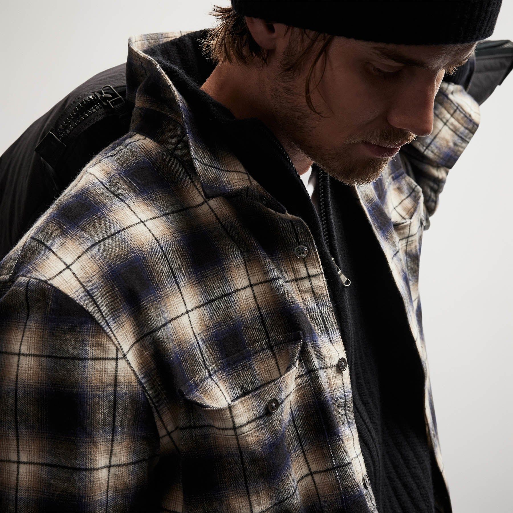Plaid Flannel Shirt - Midnight sold by James Perse product image thumbnail 3