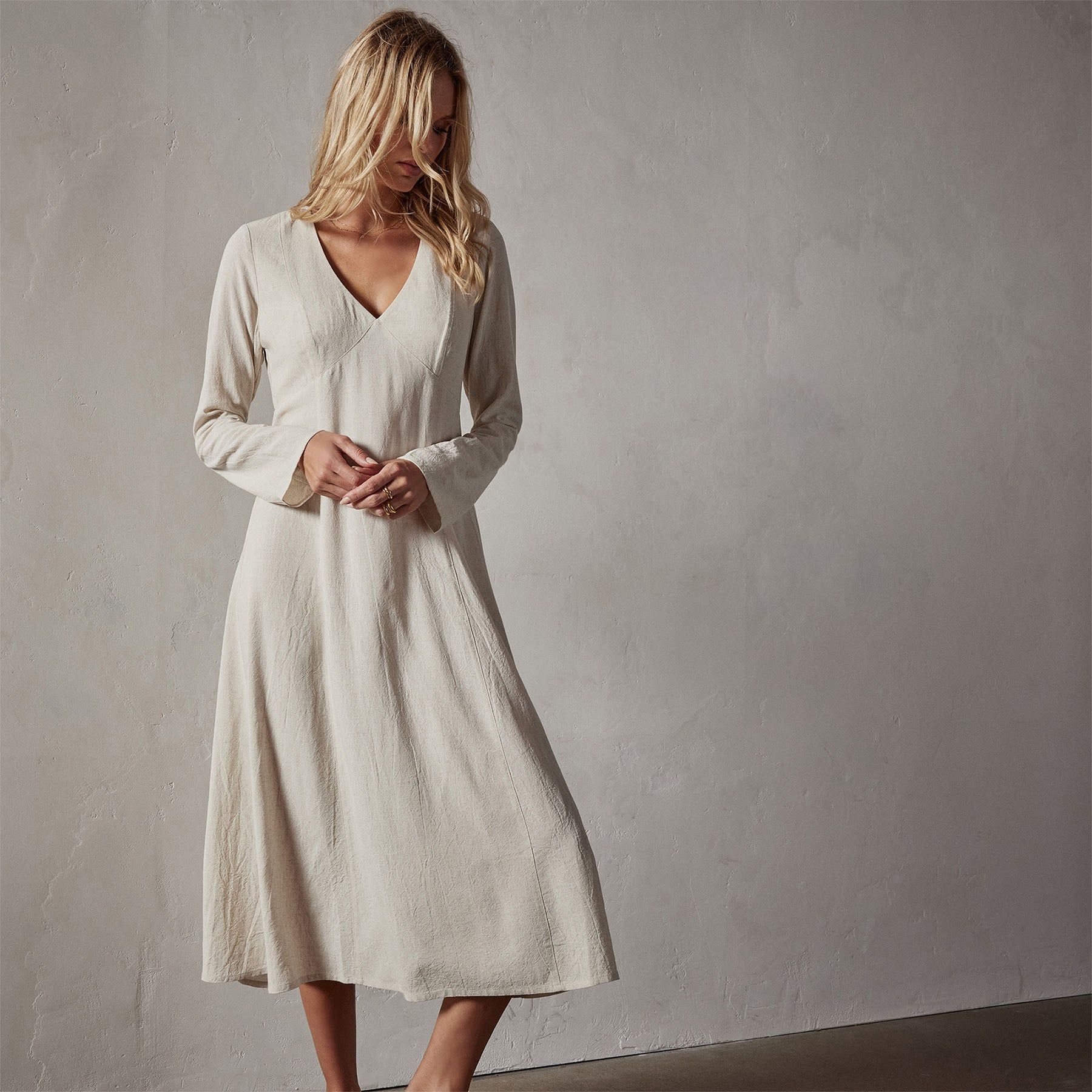 Viscose Linen Contour Dress - Natural sold by James Perse
